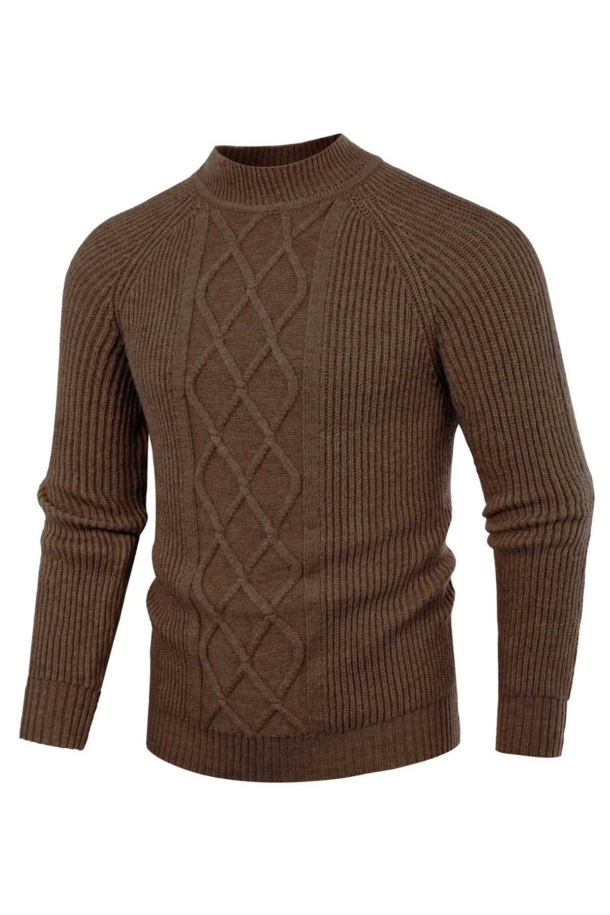 Men's Mock Neck Sweater Casual Cable Twisted Knitted Pullover Sweaters - Image 19
