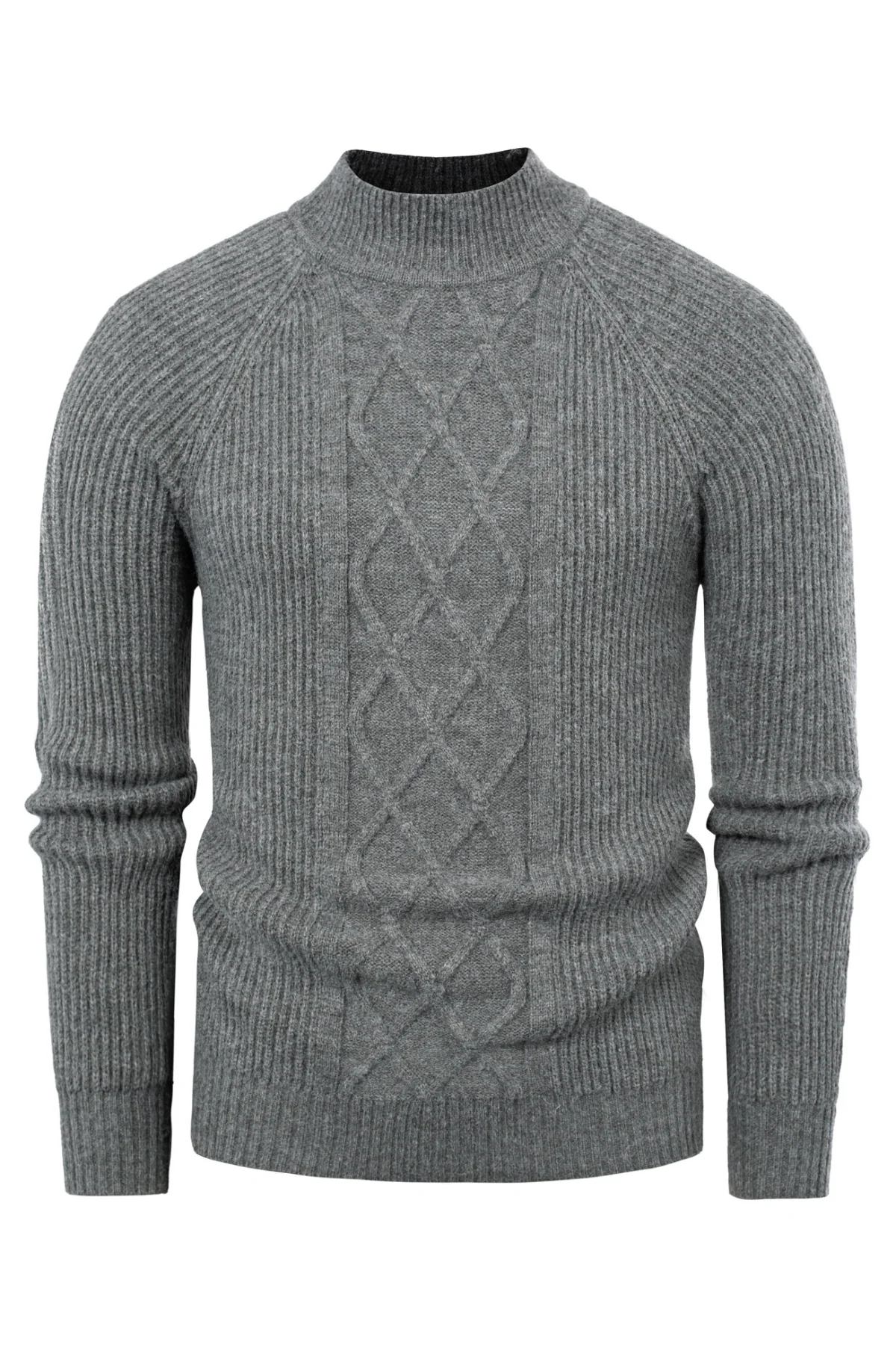 Men's Mock Neck Sweater Casual Cable Twisted Knitted Pullover Sweaters - Image 3