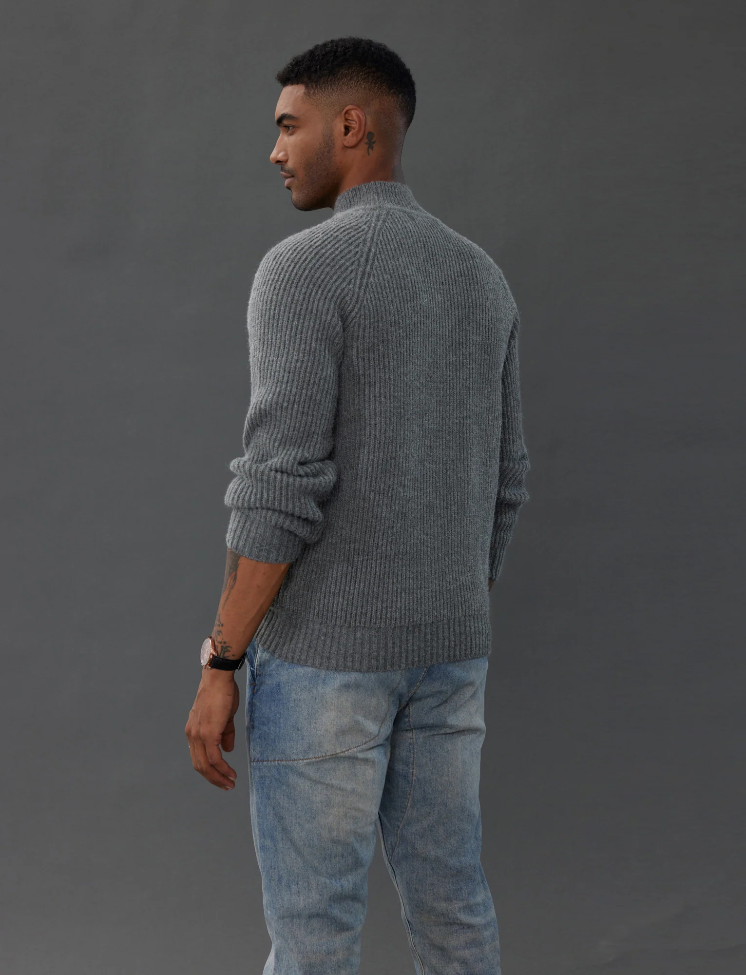 Men's Mock Neck Sweater Casual Cable Twisted Knitted Pullover Sweaters - Image 6