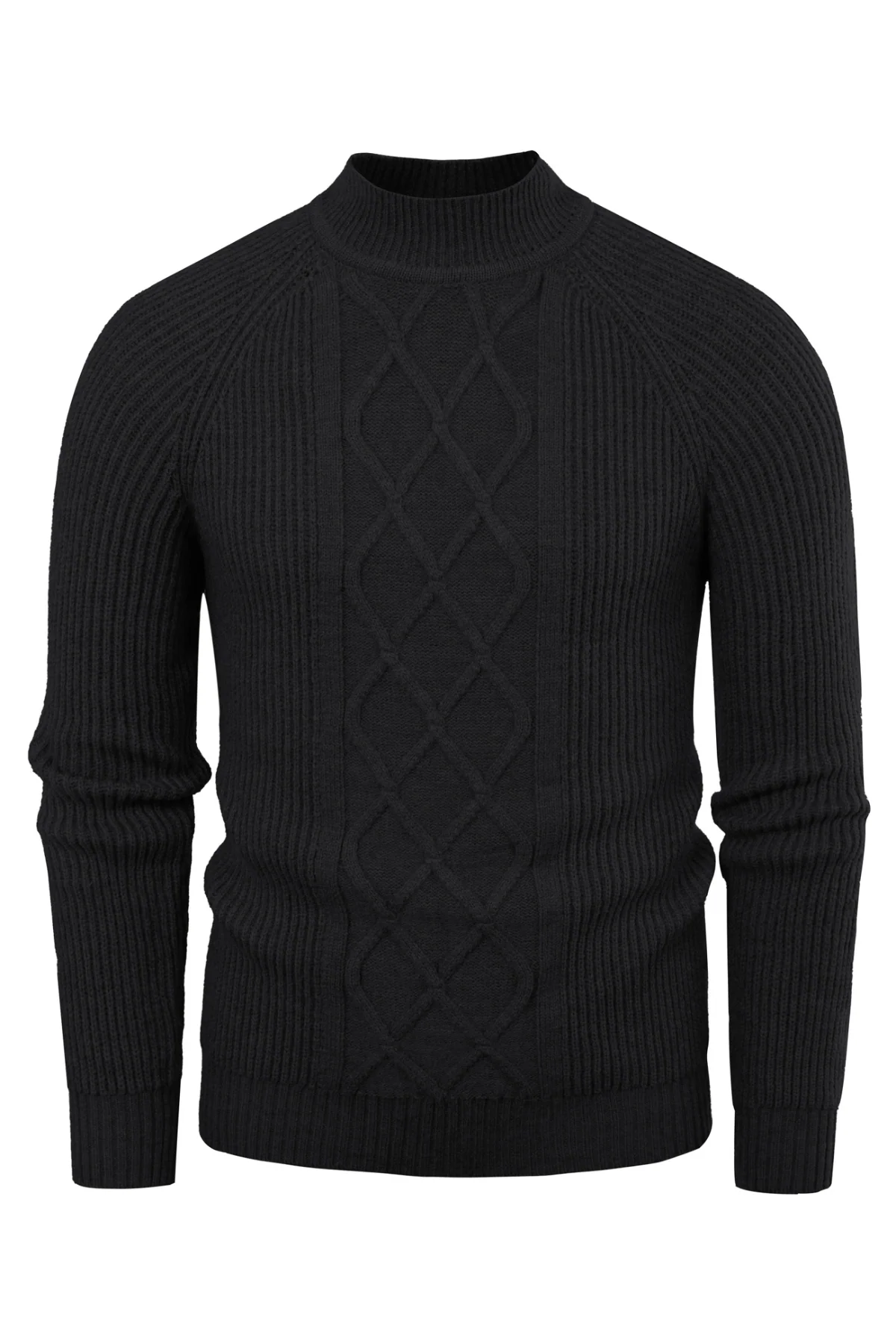 Men's Mock Neck Sweater Casual Cable Twisted Knitted Pullover Sweaters - Image 7