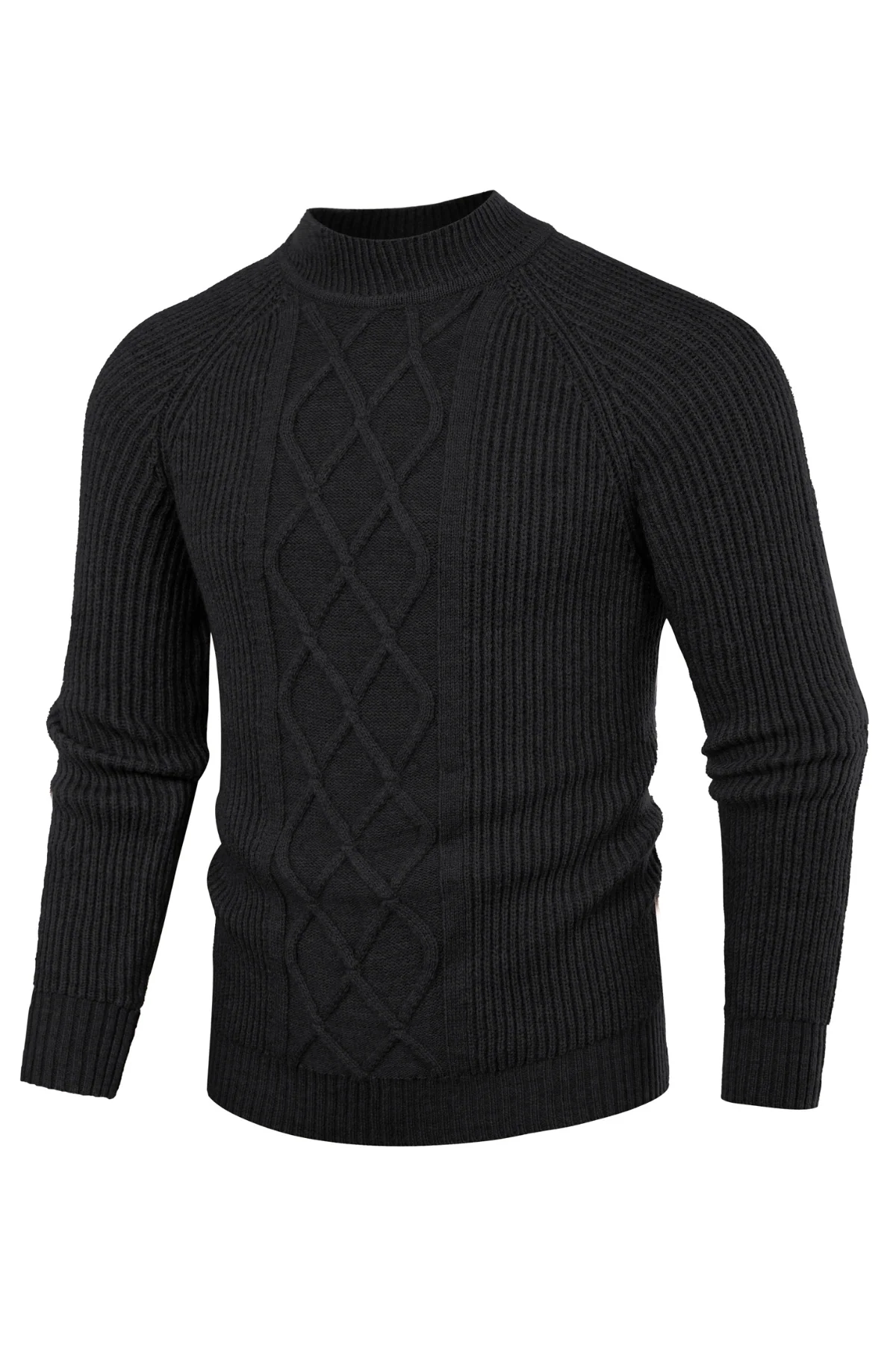 Men's Mock Neck Sweater Casual Cable Twisted Knitted Pullover Sweaters - Image 8