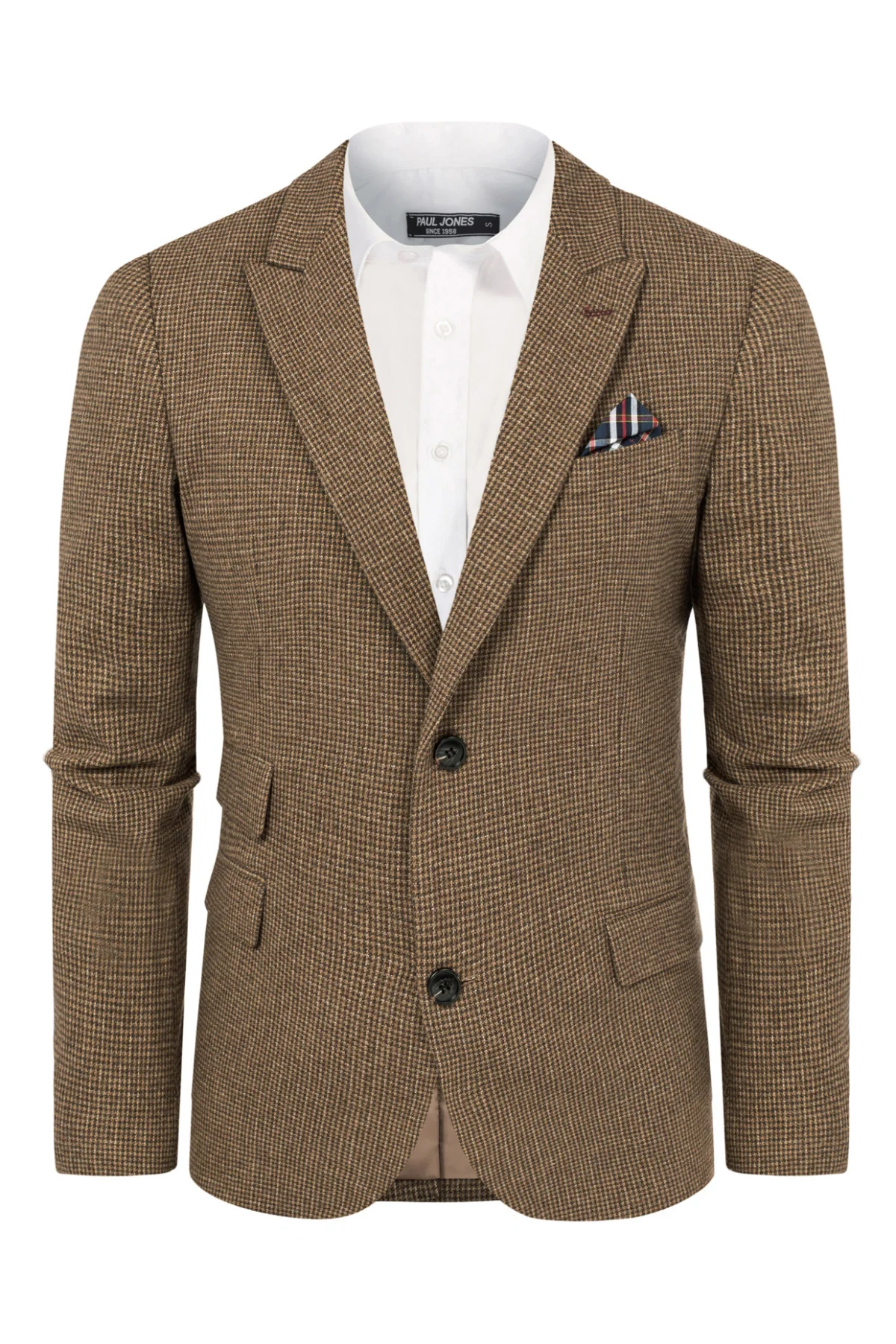 Men's Herringbone Two Button Blazer British Wool Blend Vintage Sport Coats - Image 13