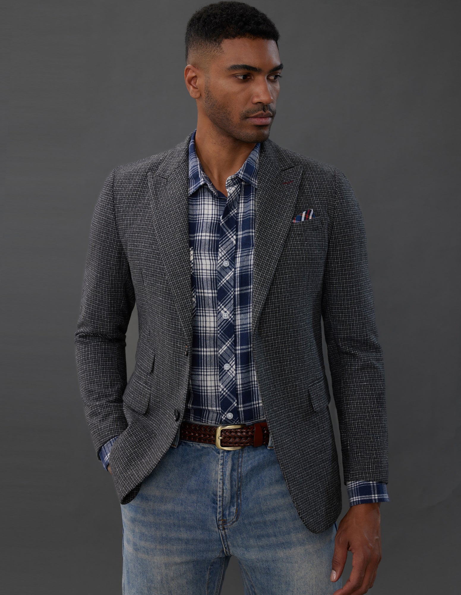 Men's Herringbone Two Button Blazer British Wool Blend Vintage Sport Coats - Image 19