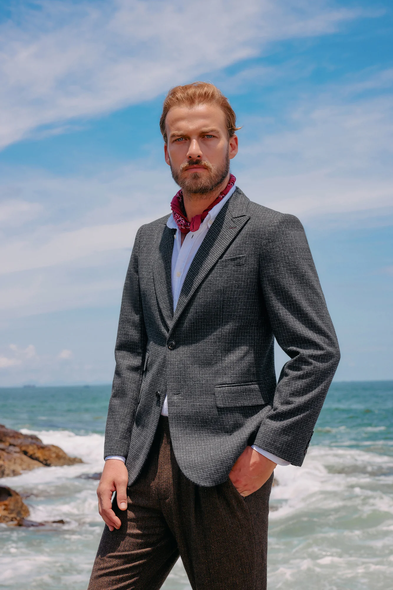 Men's Herringbone Two Button Blazer British Wool Blend Vintage Sport Coats - Image 21