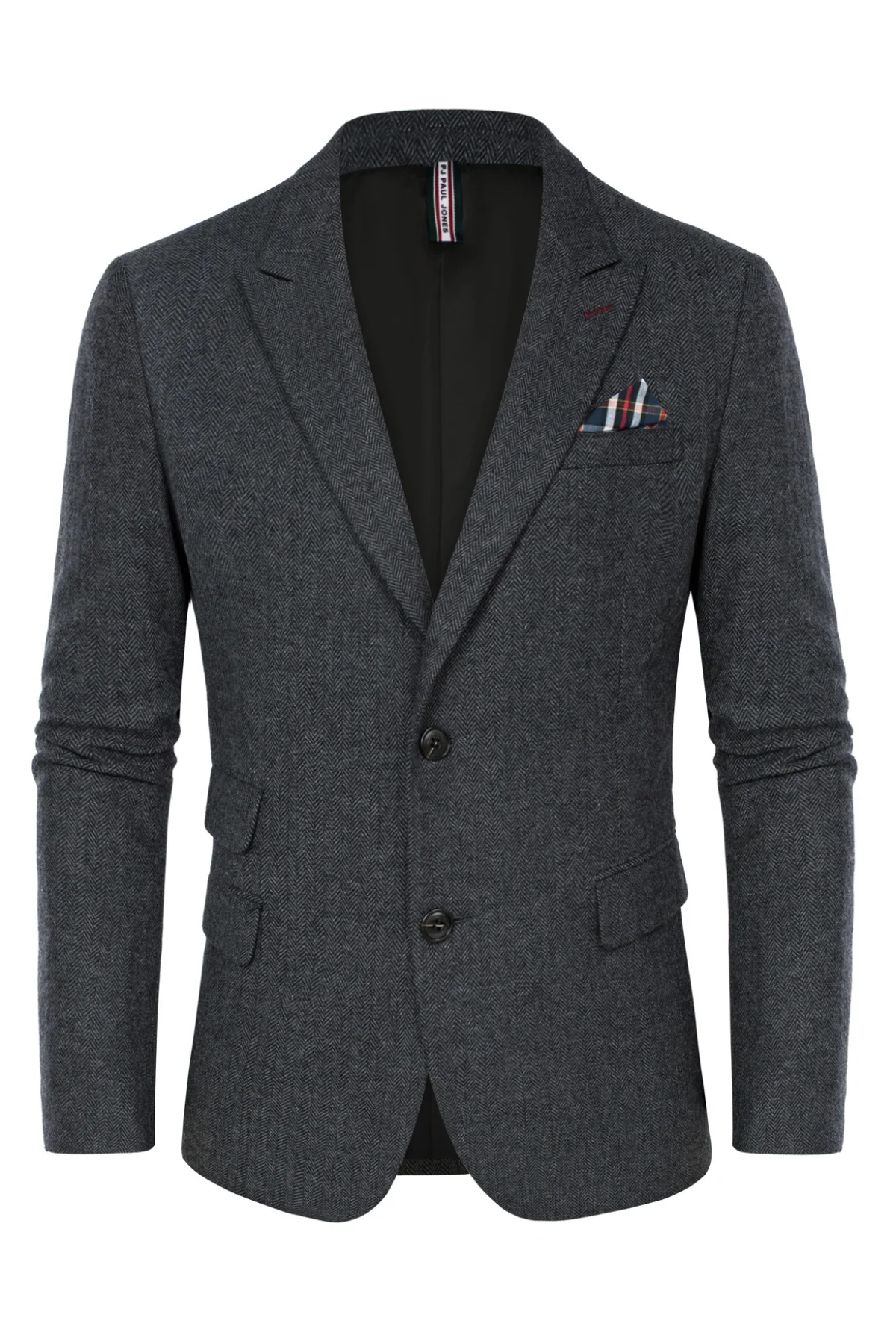 Men's Herringbone Two Button Blazer British Wool Blend Vintage Sport Coats - Image 39