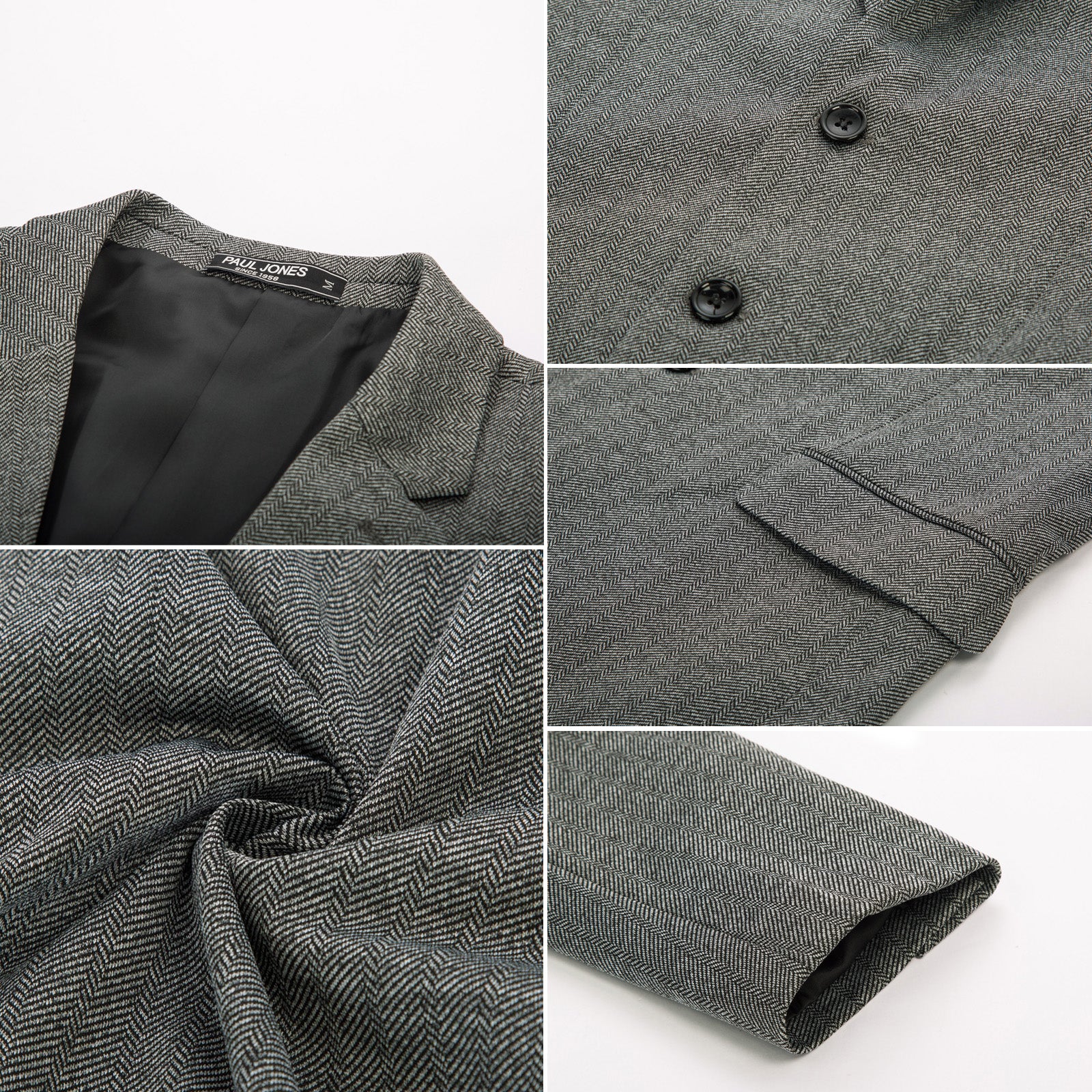 Men's Herringbone Blazer Jacket Two Button Lightweight Casual Knit Sport Coat - Image 12