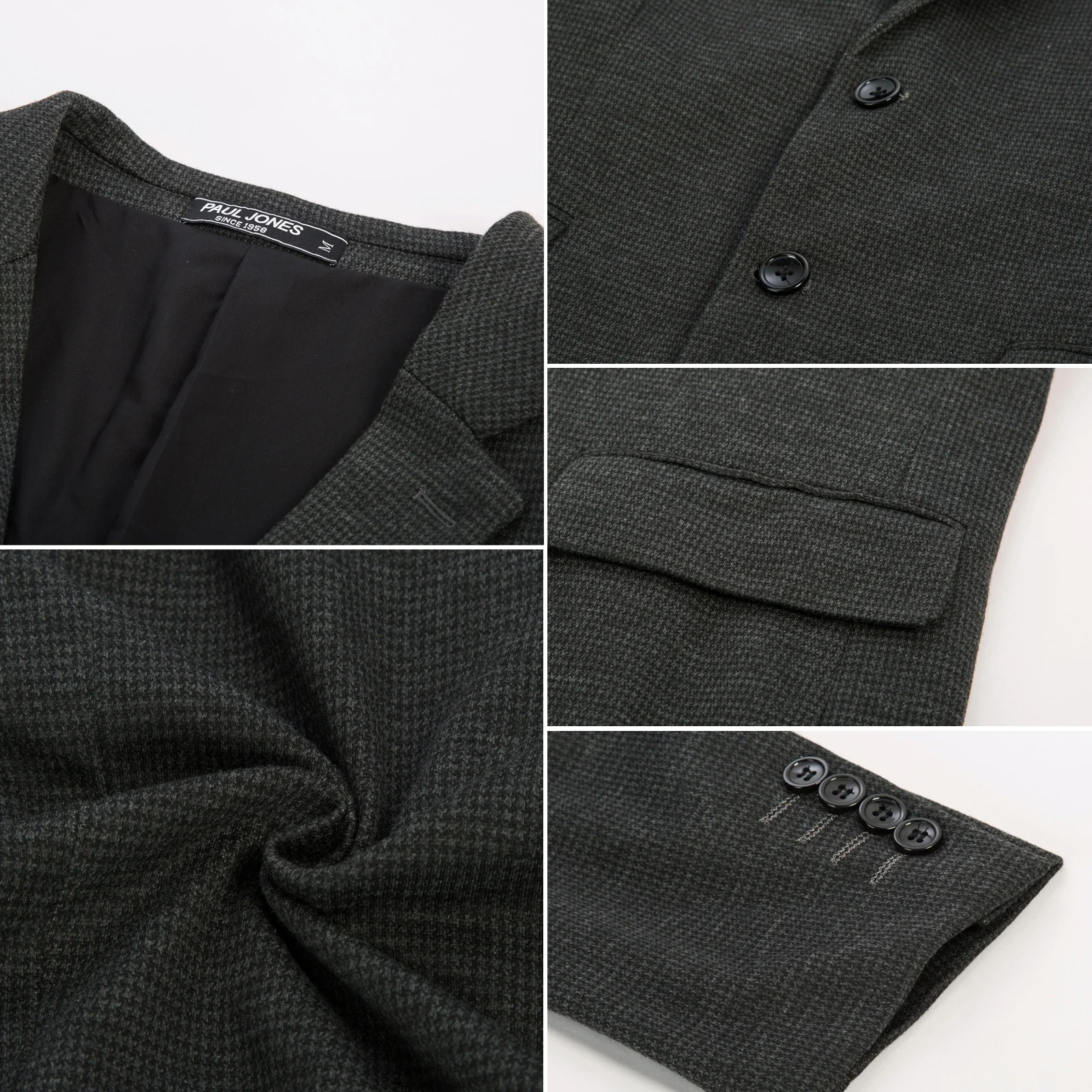 Men's Herringbone Two Buttons Blazer Jacket Lightweight Casual Knit Sport Coat - Image 10