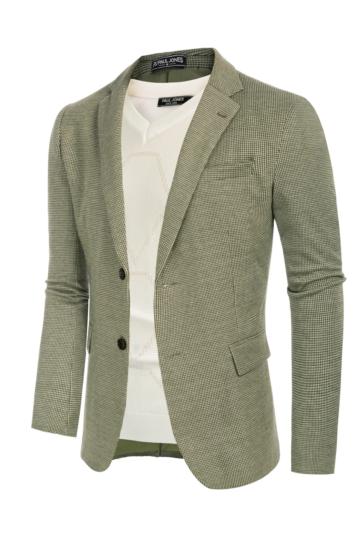 Men's Herringbone Two Buttons Blazer Jacket Lightweight Casual Knit Sport Coat - Image 17