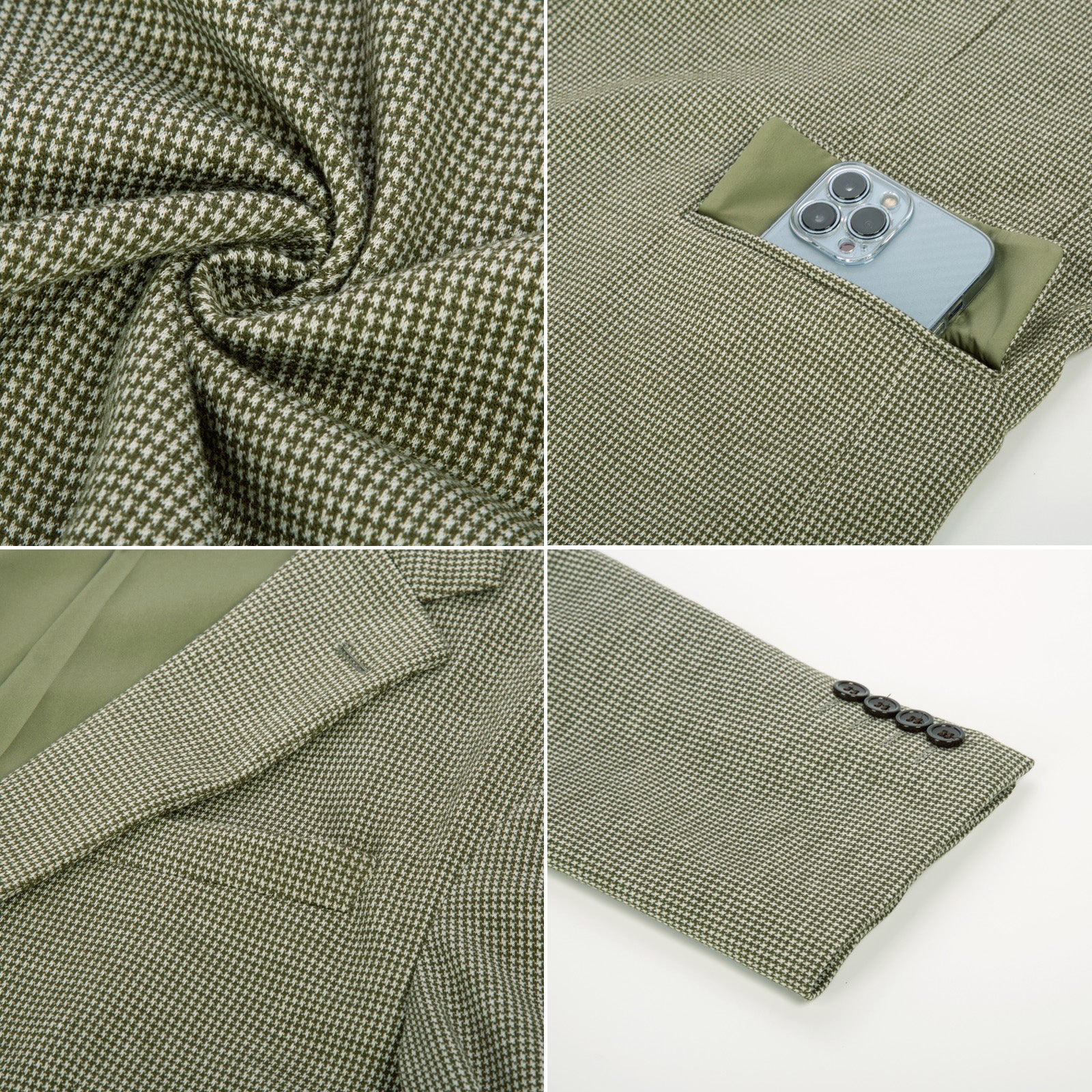 Men's Herringbone Two Buttons Blazer Jacket Lightweight Casual Knit Sport Coat - Image 20
