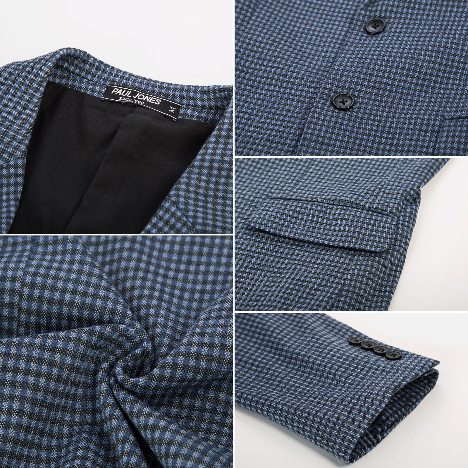Men's Herringbone Two Buttons Blazer Jacket Lightweight Casual Knit Sport Coat - Image 6