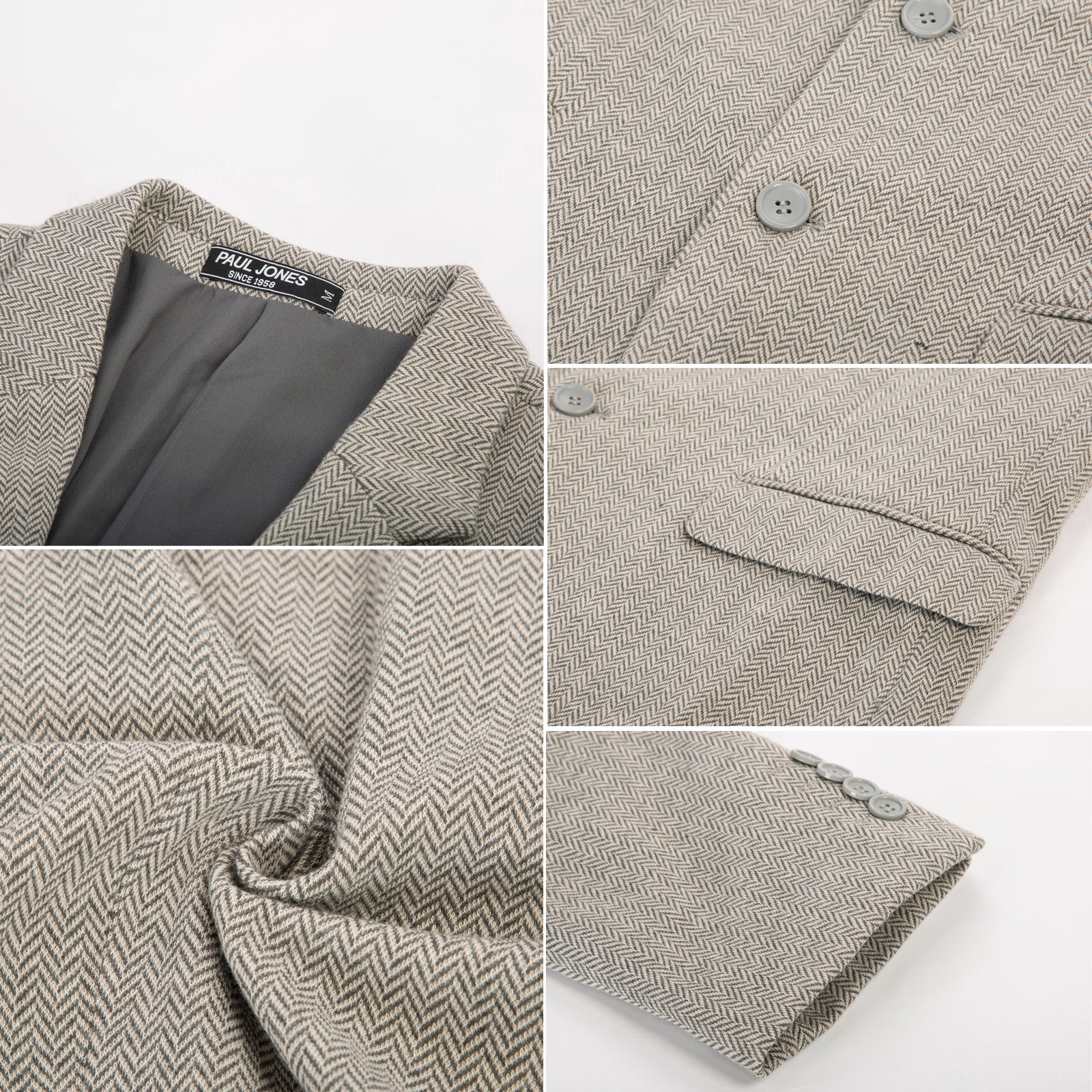 Men's Herringbone Blazer Jacket Two Button Lightweight Casual Knit Sport Coat - Image 23