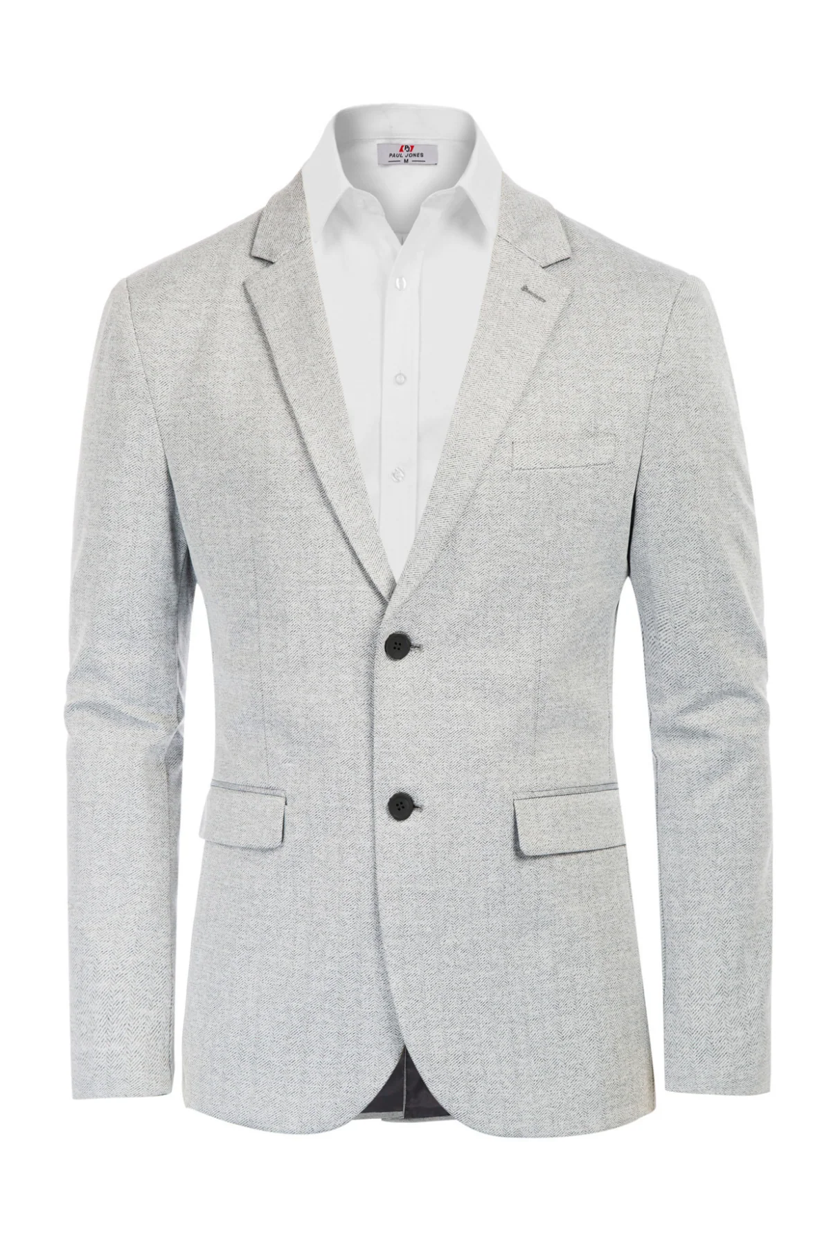 Men's Herringbone Blazer Jacket Two Button Lightweight Casual Knit Sport Coat - Image 3