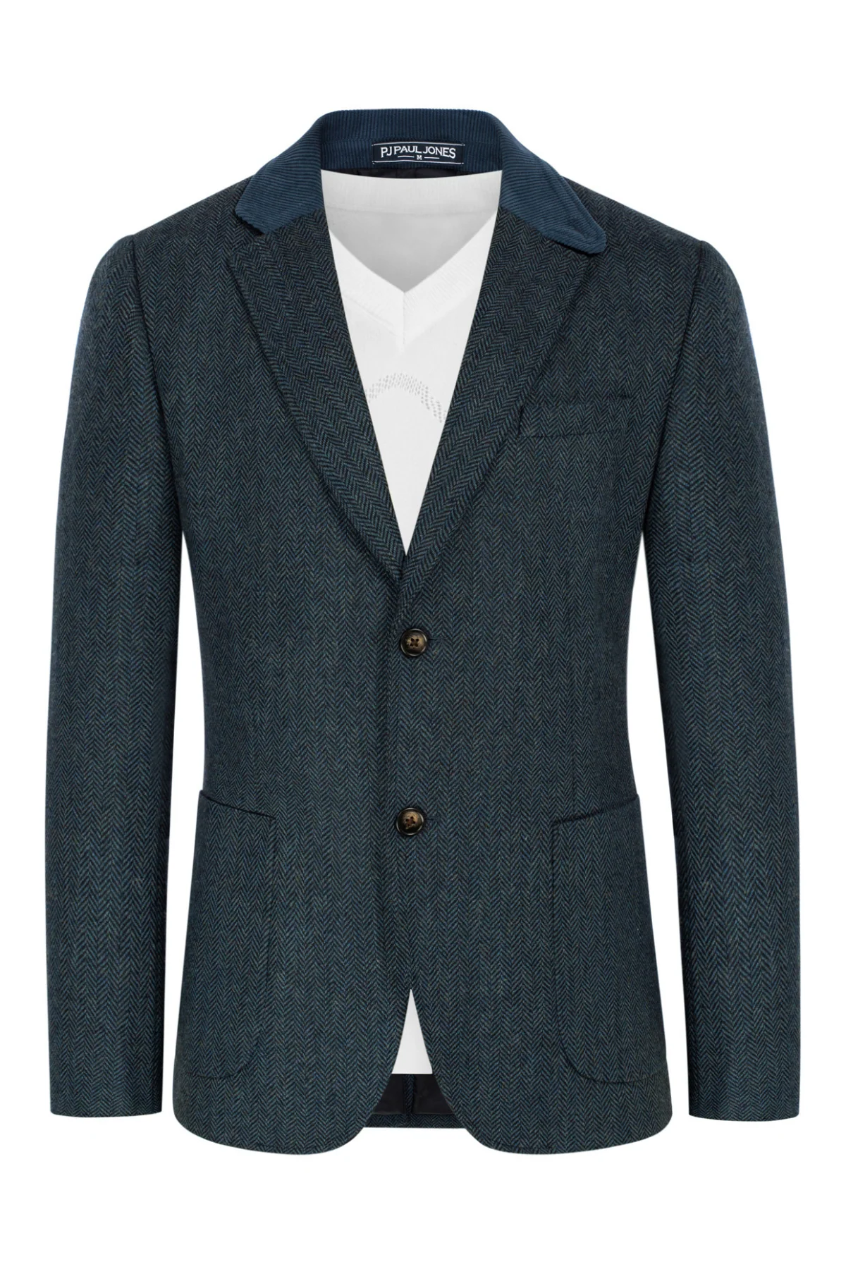 Mens Herringbone Two Button Blazer Vintage Tweed Wool Blend Sport Coat Jacket - Image 20