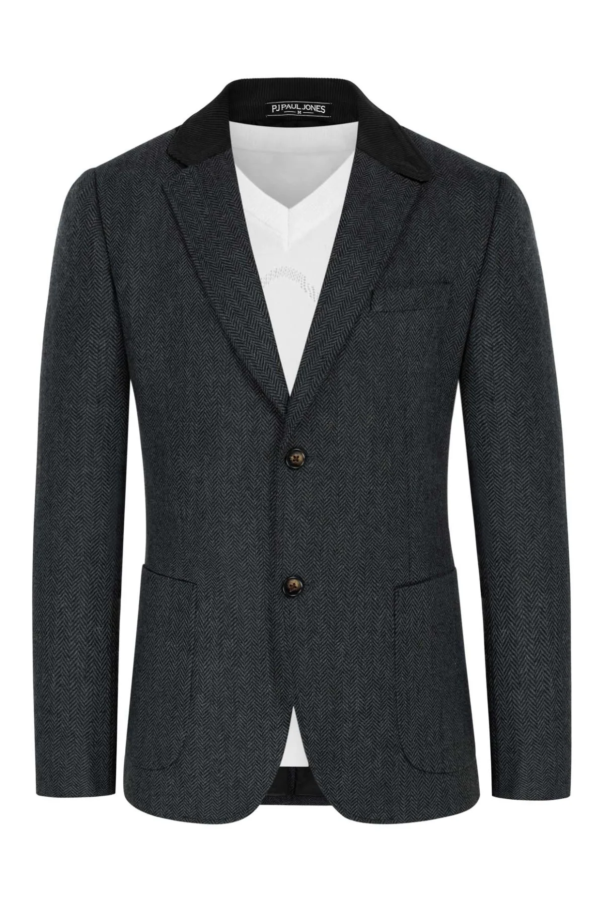 Mens Herringbone Two Button Blazer Vintage Tweed Wool Blend Sport Coat Jacket - Image 27
