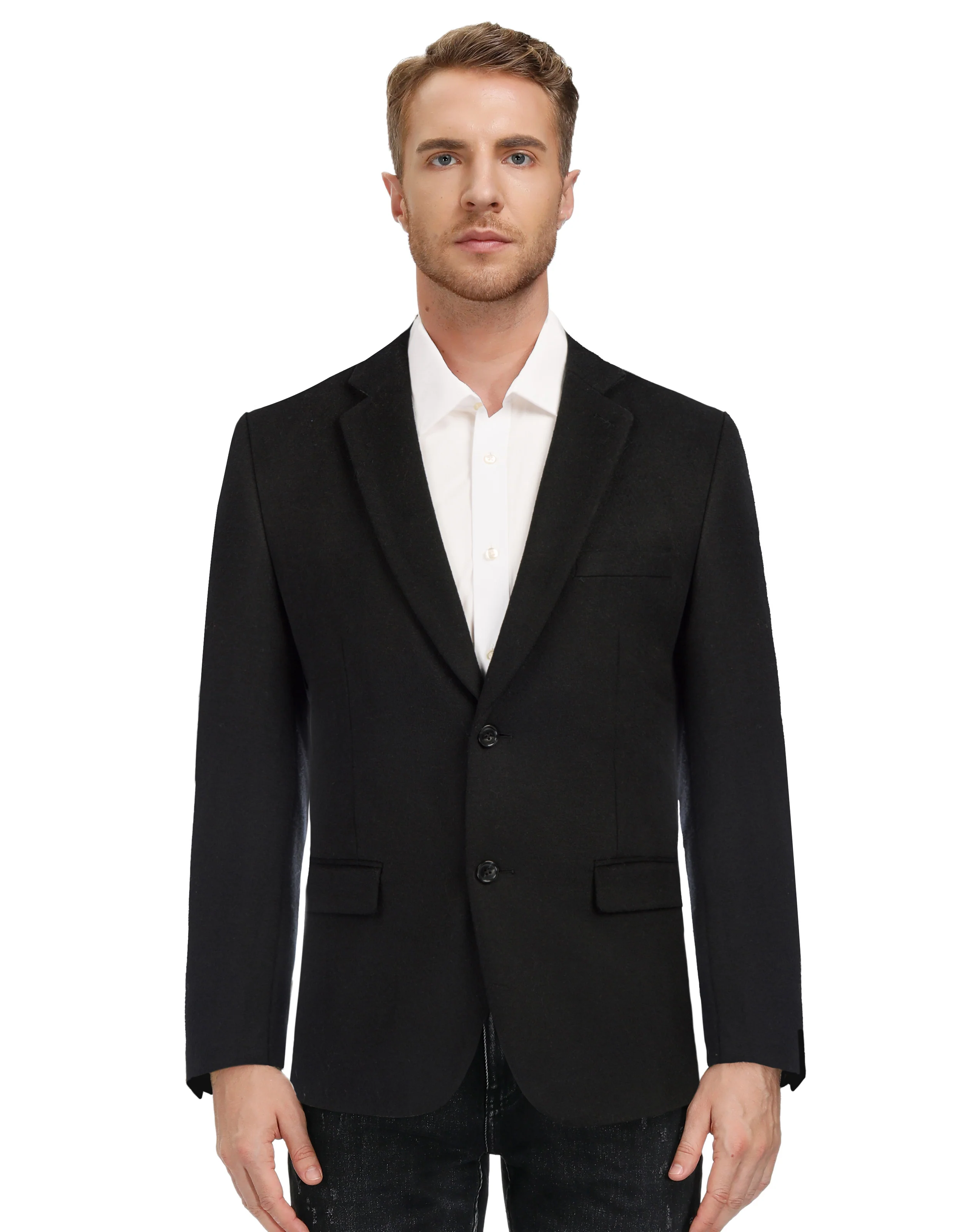 Mens Wool Blend Blazer Jacket Houndstooth Suit Blazer Notch Lapel Two Buttons - Image 15