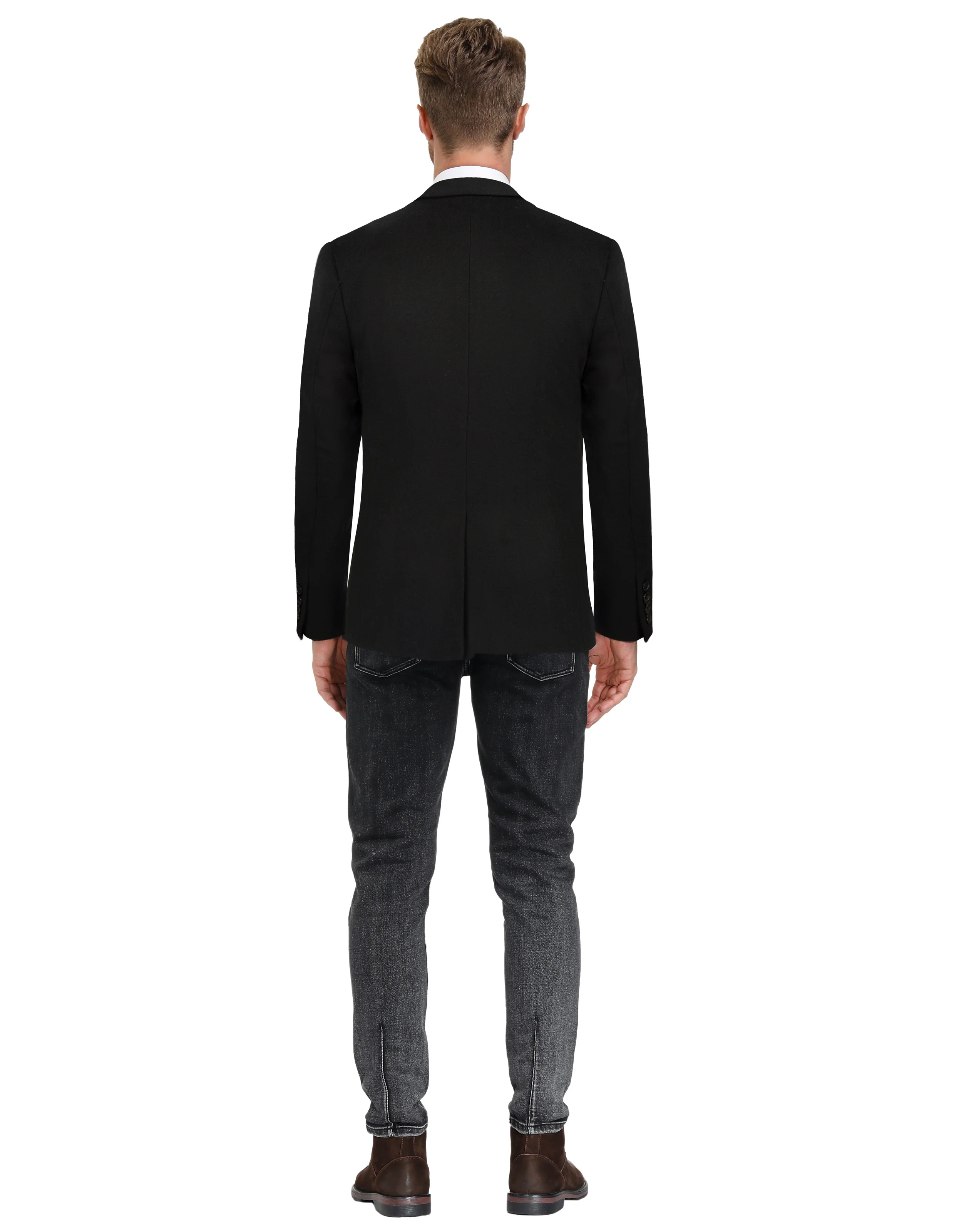 Mens Wool Blend Blazer Jacket Houndstooth Suit Blazer Notch Lapel Two Buttons - Image 17