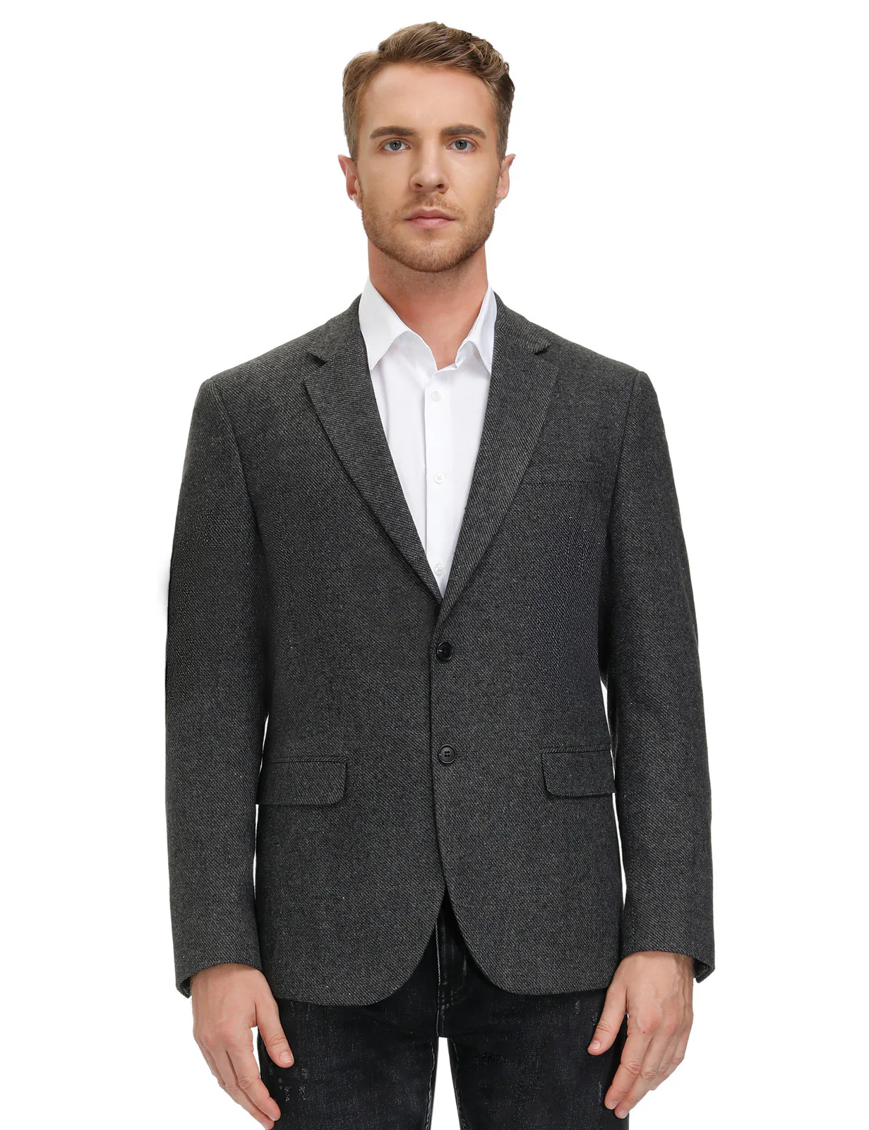Mens Wool Blend Blazer Jacket Houndstooth Suit Blazer Notch Lapel Two Buttons - Image 5