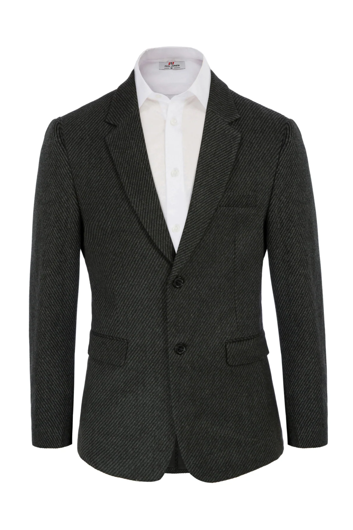 Men Two Buttons Blazer Coat Notch Lapel Wool Blends Suit Coat - Image 3