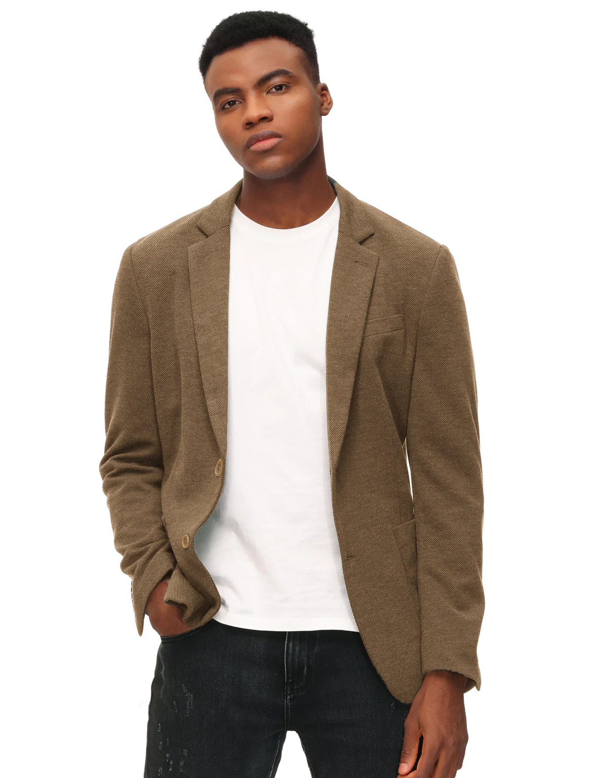 Mens Casual Knit Blazer Two Button Unlined Stretch Sport Coat Suit Jacket - Image 15
