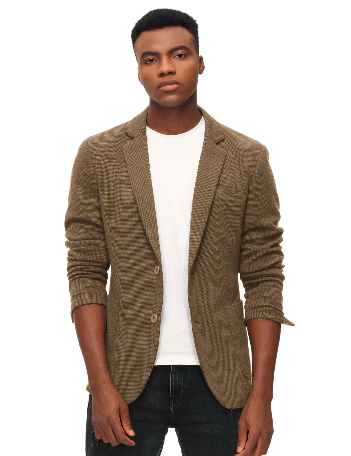 Mens Casual Knit Blazer Two Button Unlined Stretch Sport Coat Suit Jacket - Image 16