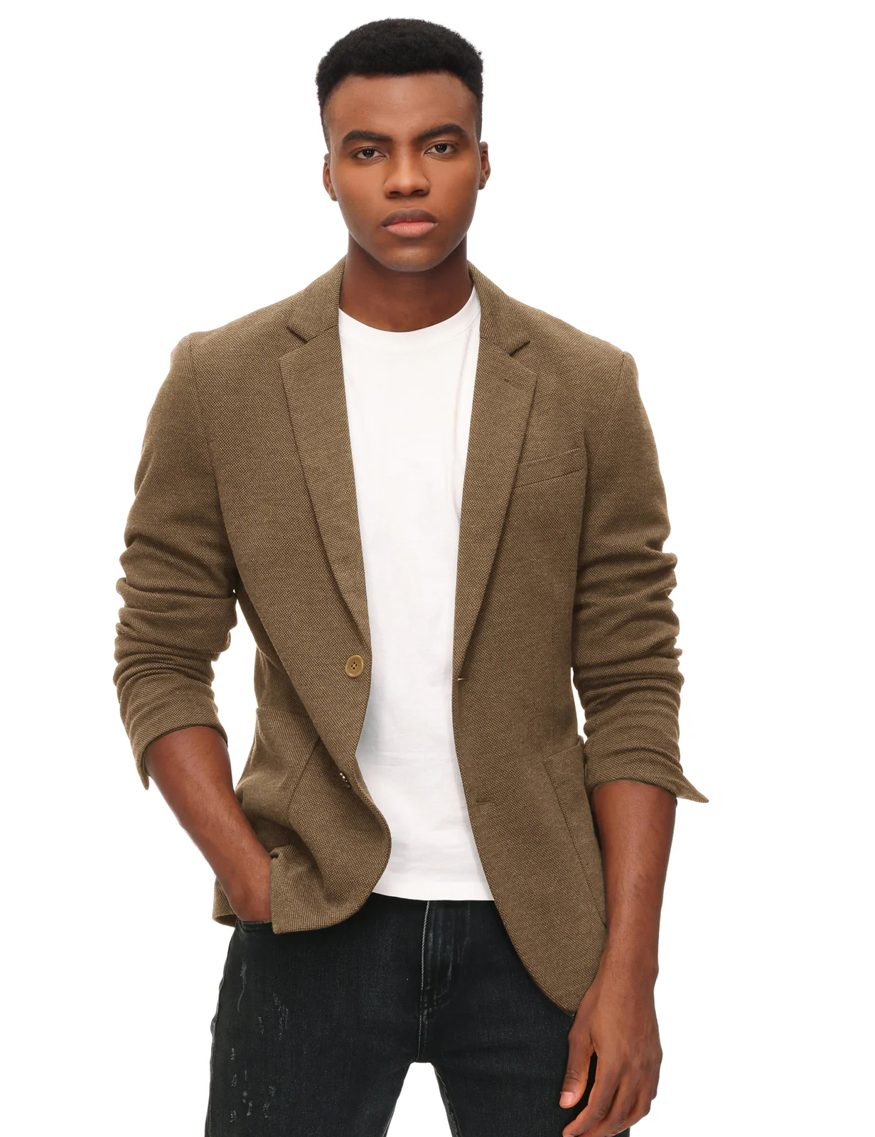 Mens Casual Knit Blazer Two Button Unlined Stretch Sport Coat Suit Jacket - Image 18