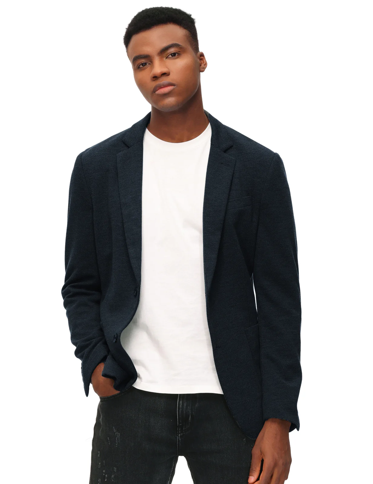 Mens Casual Knit Blazer Two Button Unlined Stretch Sport Coat Suit Jacket - Image 21