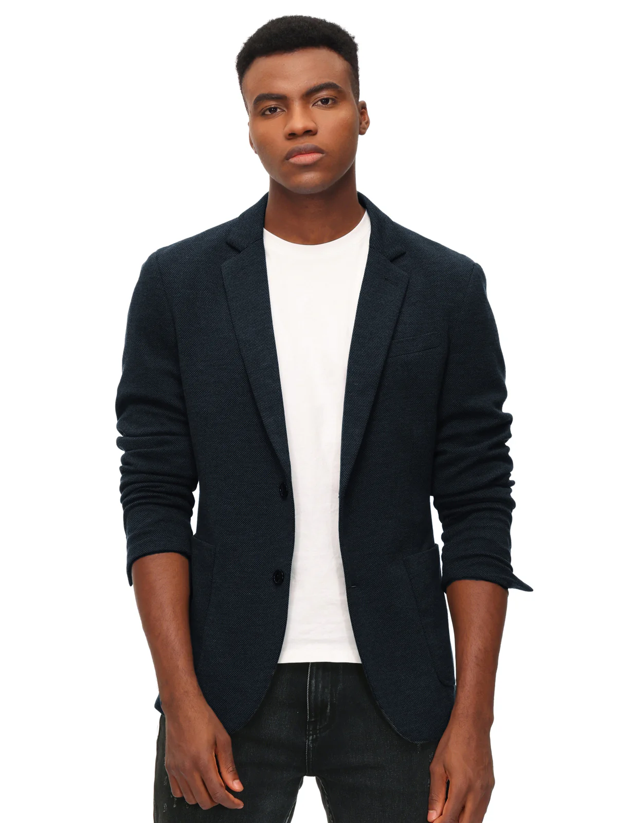 Mens Casual Knit Blazer Two Button Unlined Stretch Sport Coat Suit Jacket - Image 24