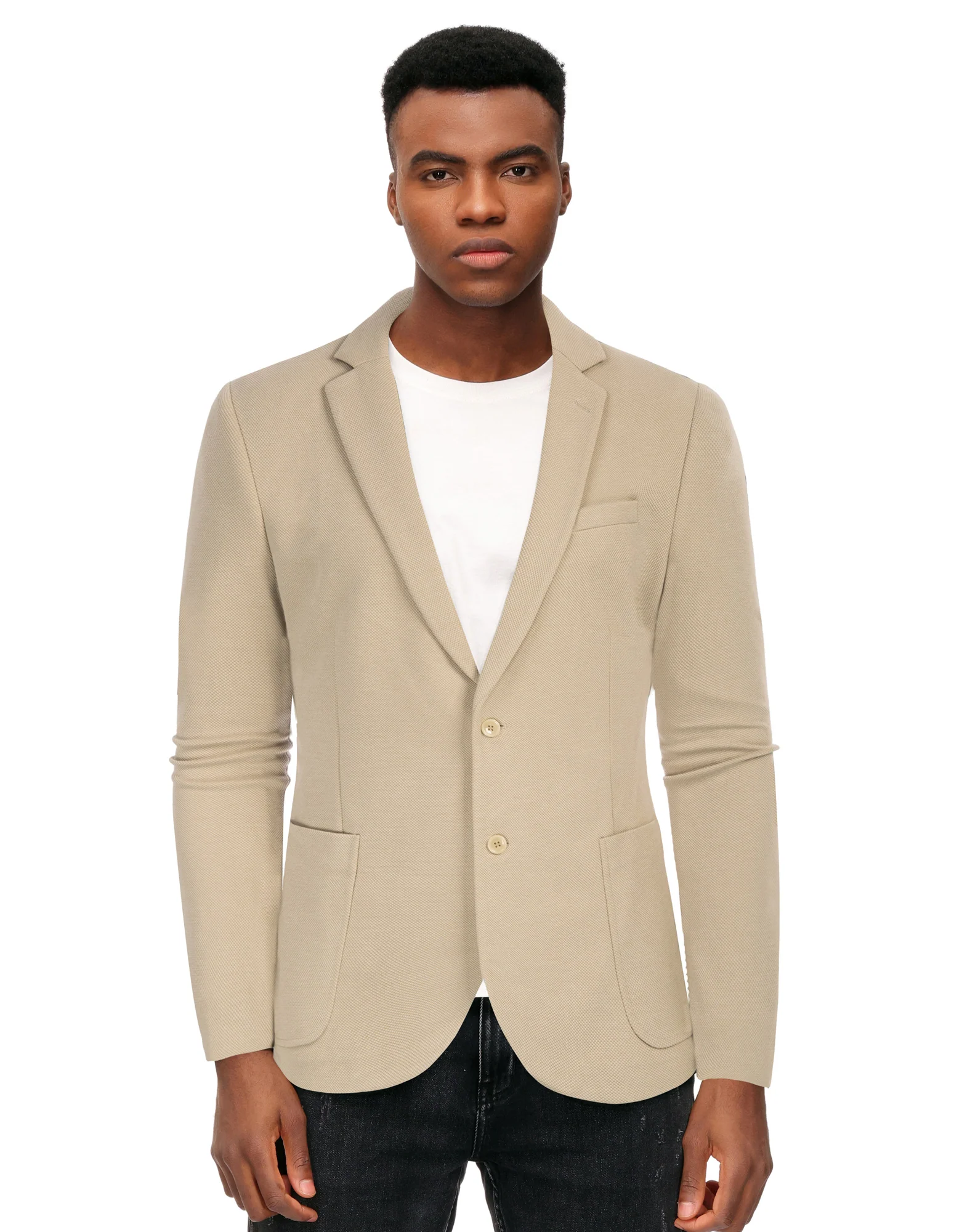 Mens Casual Knit Blazer Two Button Unlined Stretch Sport Coat Suit Jacket - Image 27