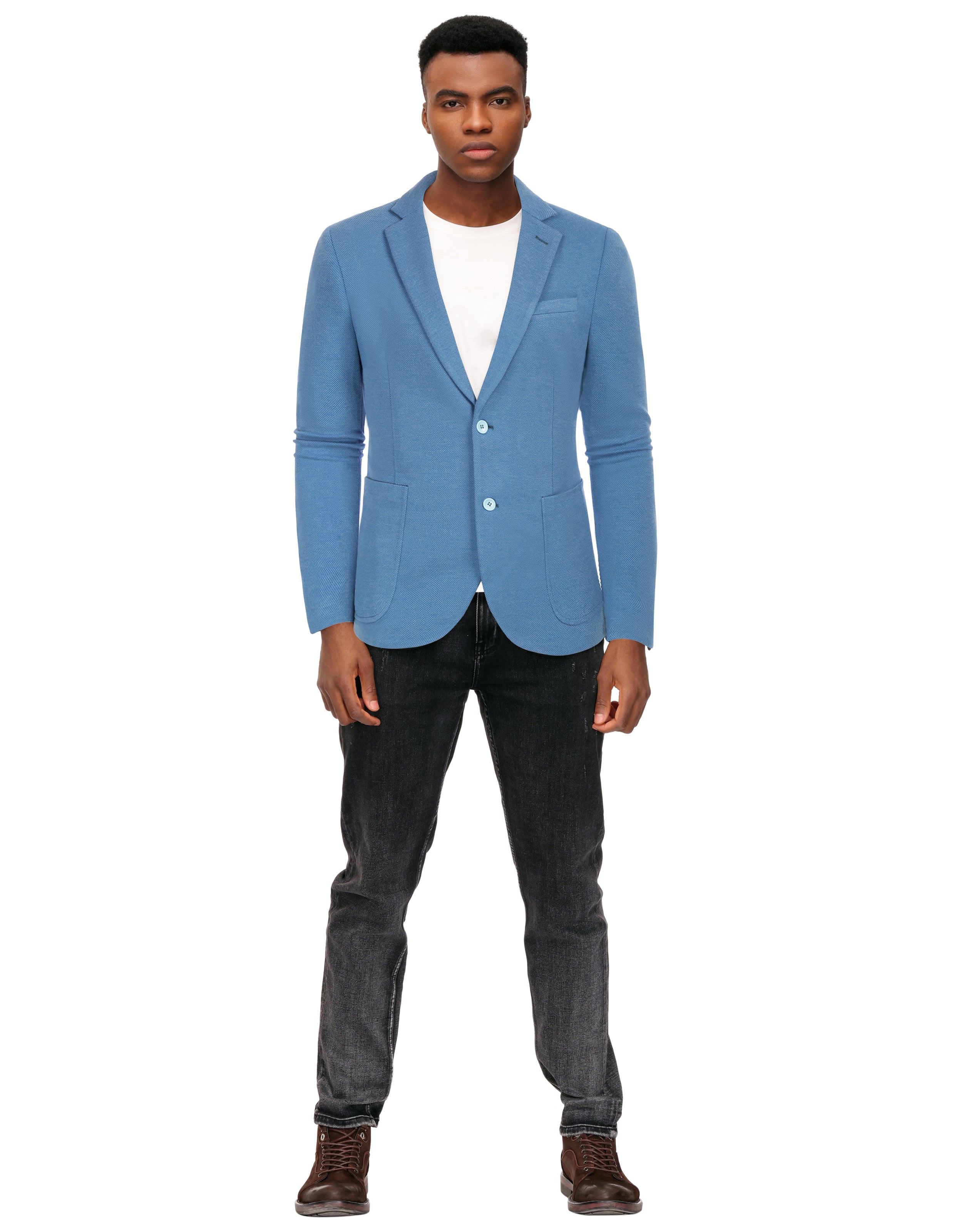 Mens Casual Knit Blazer Two Button Unlined Stretch Sport Coat Suit Jacket - Image 33