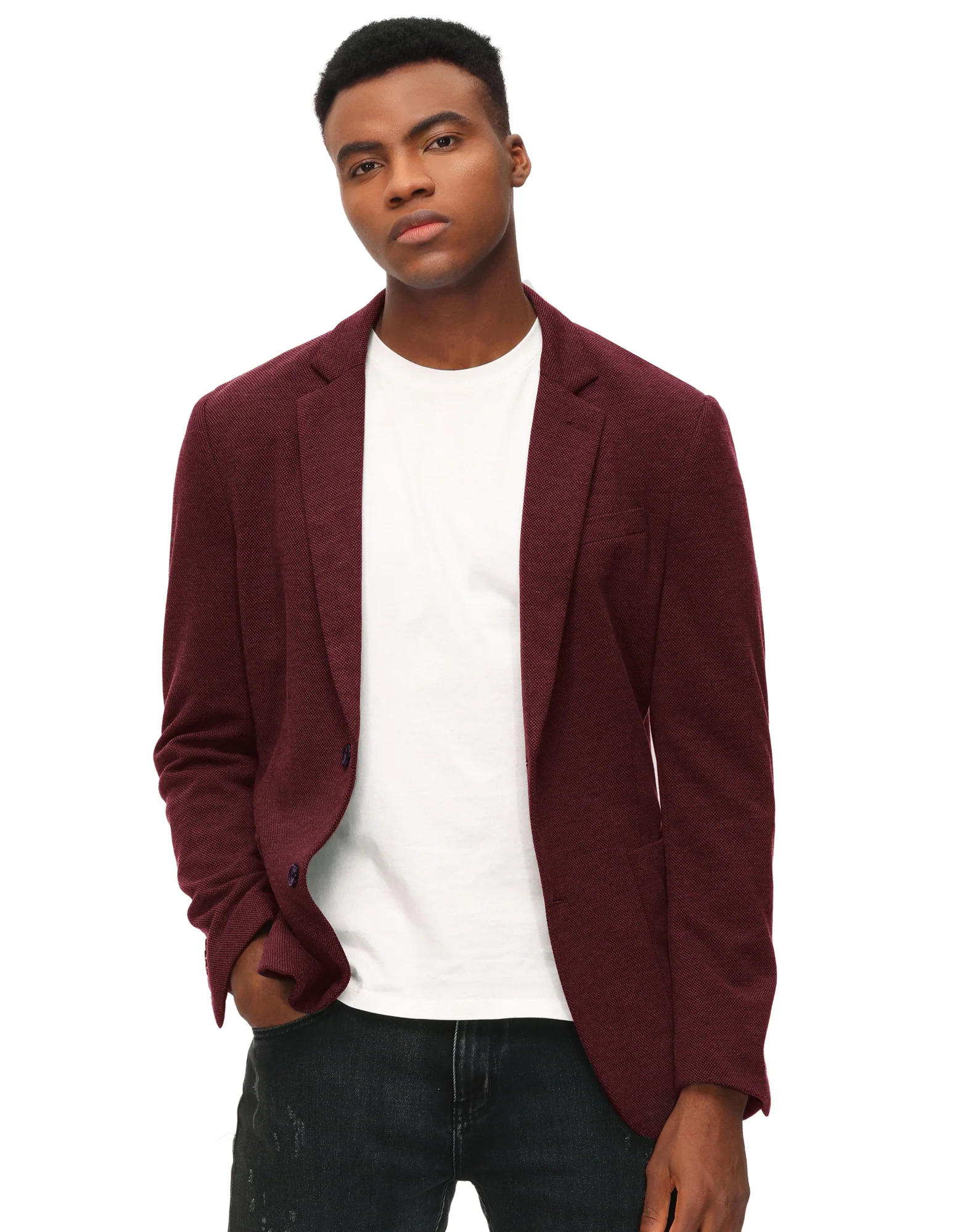 Mens Casual Knit Blazer Two Button Unlined Stretch Sport Coat Suit Jacket - Image 42