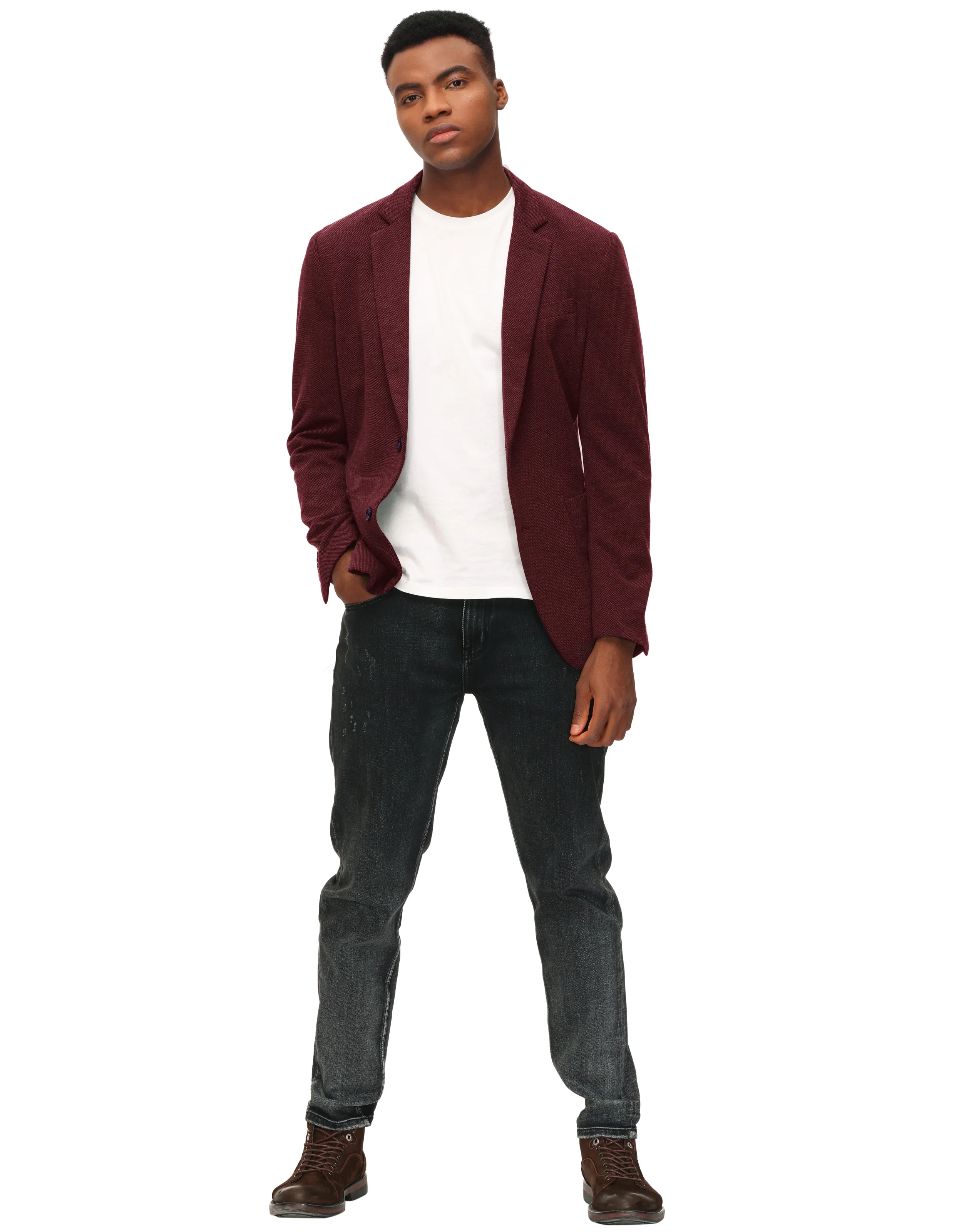 Mens Casual Knit Blazer Two Button Unlined Stretch Sport Coat Suit Jacket - Image 43