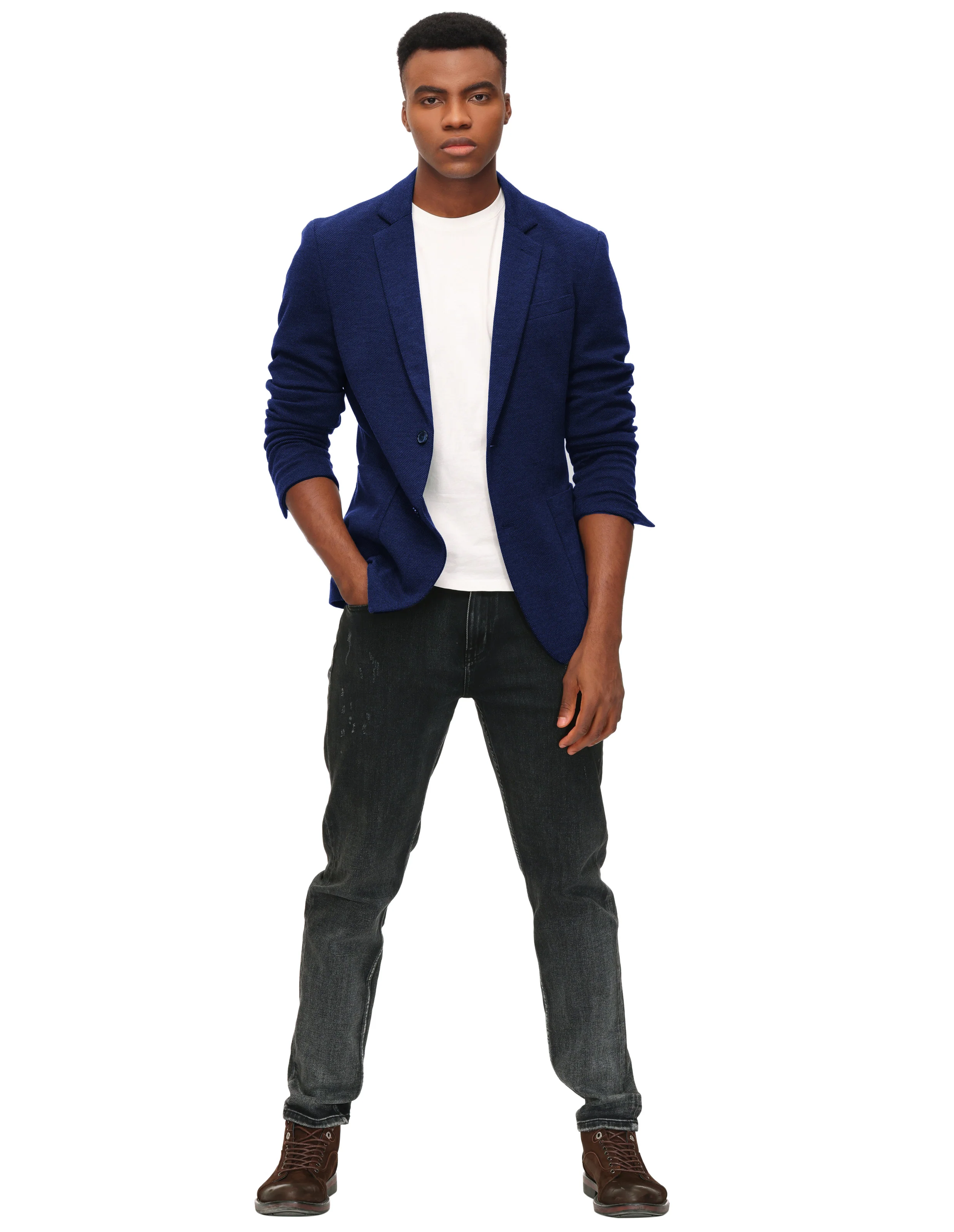 Mens Casual Knit Blazer Two Button Unlined Stretch Sport Coat Suit Jacket - Image 55