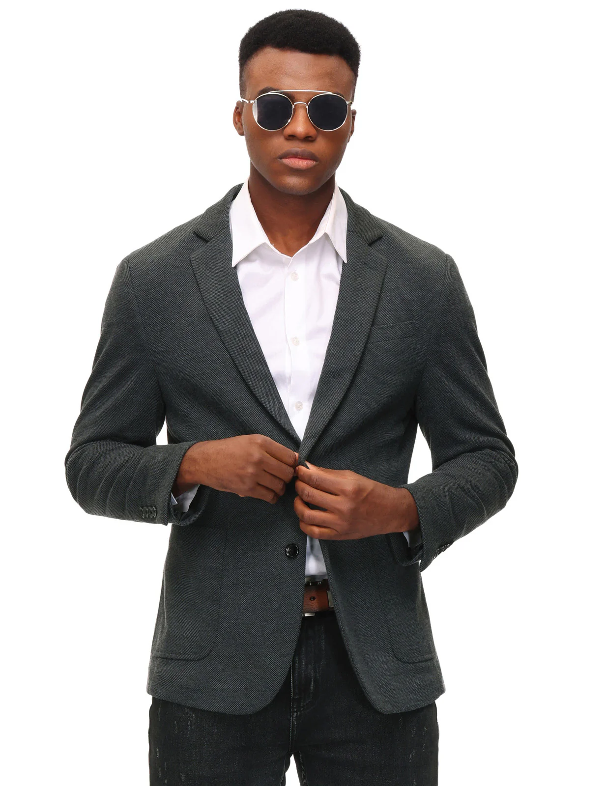 Mens Casual Knit Blazer Two Button Unlined Stretch Sport Coat Suit Jacket - Image 6