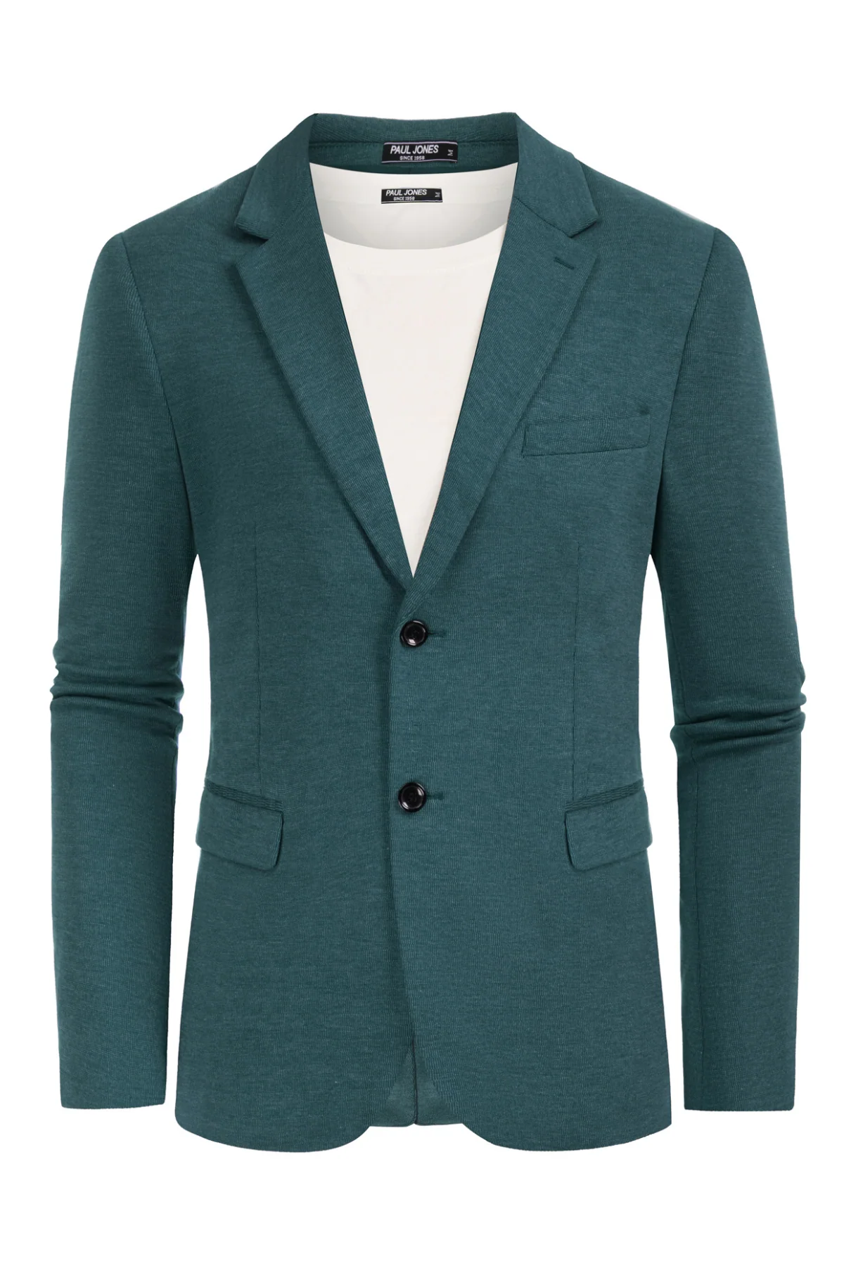 Men Two Buttons Blazer Coat with Pockets Casual Notch Lapel Coat - Image 12