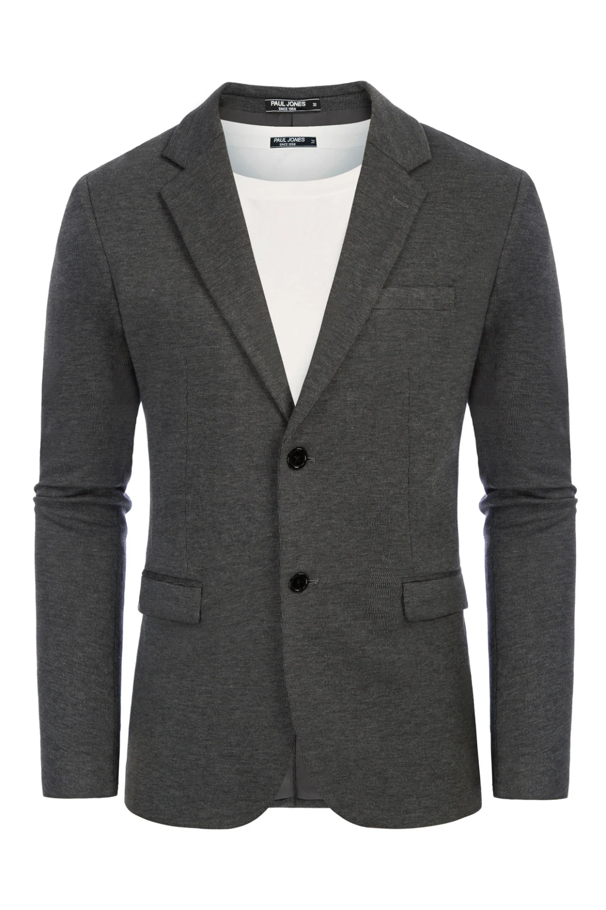 Men Two Buttons Blazer Coat with Pockets Casual Notch Lapel Coat - Image 15