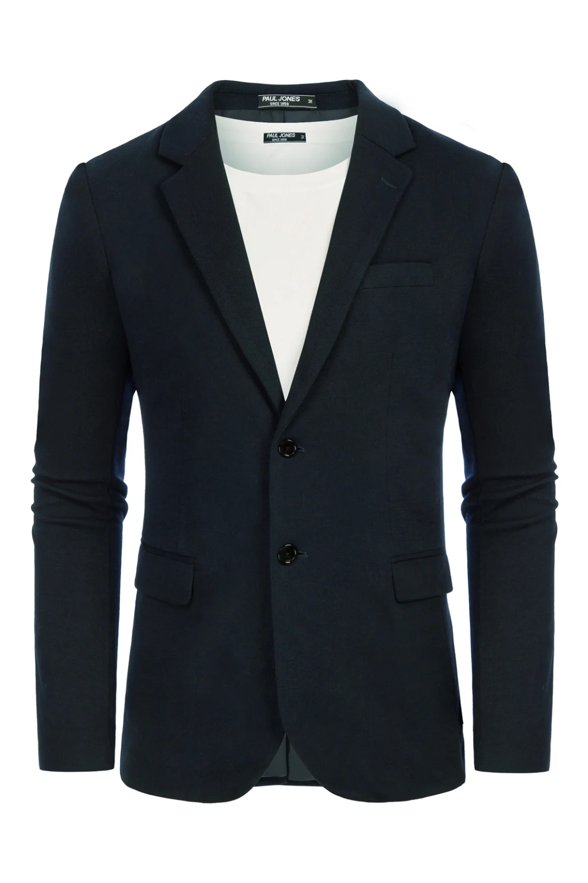 Men Two Buttons Blazer Coat with Pockets Casual Notch Lapel Coat - Image 18