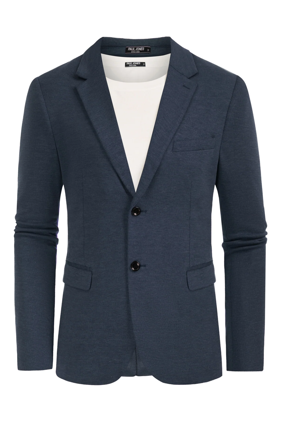 Men Two Buttons Blazer Coat with Pockets Casual Notch Lapel Coat - Image 3
