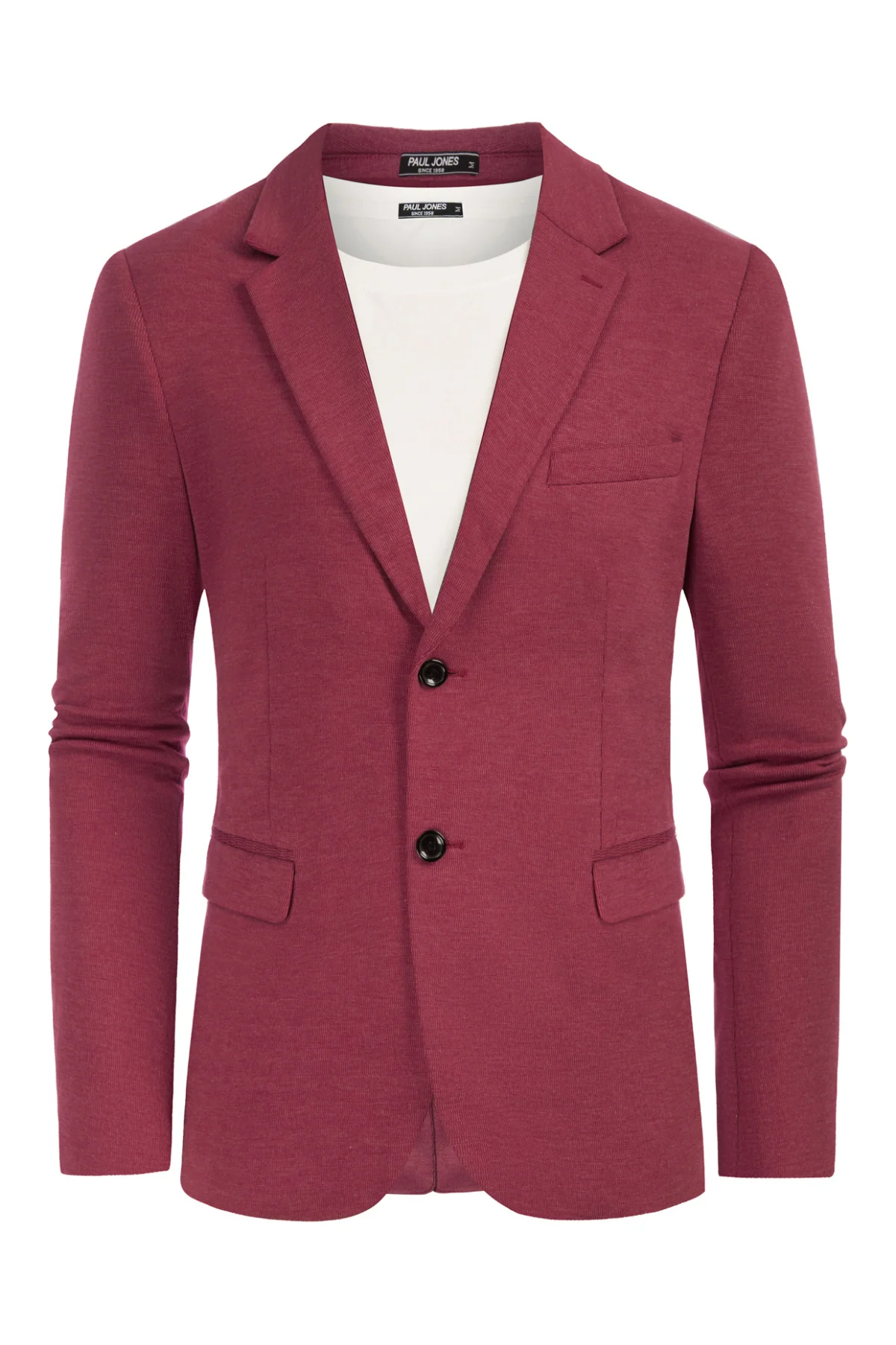 Men Two Buttons Blazer Coat with Pockets Casual Notch Lapel Coat - Image 7
