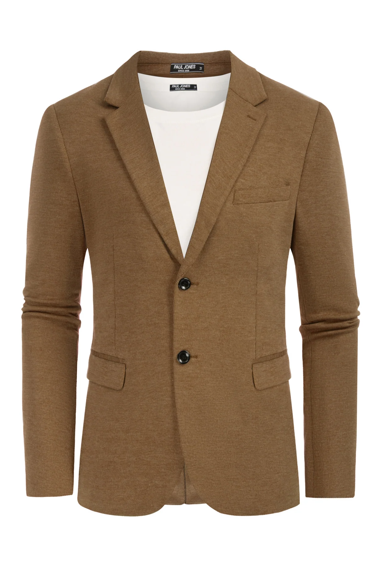 Men Two Buttons Blazer Coat with Pockets Casual Notch Lapel Coat - Image 9