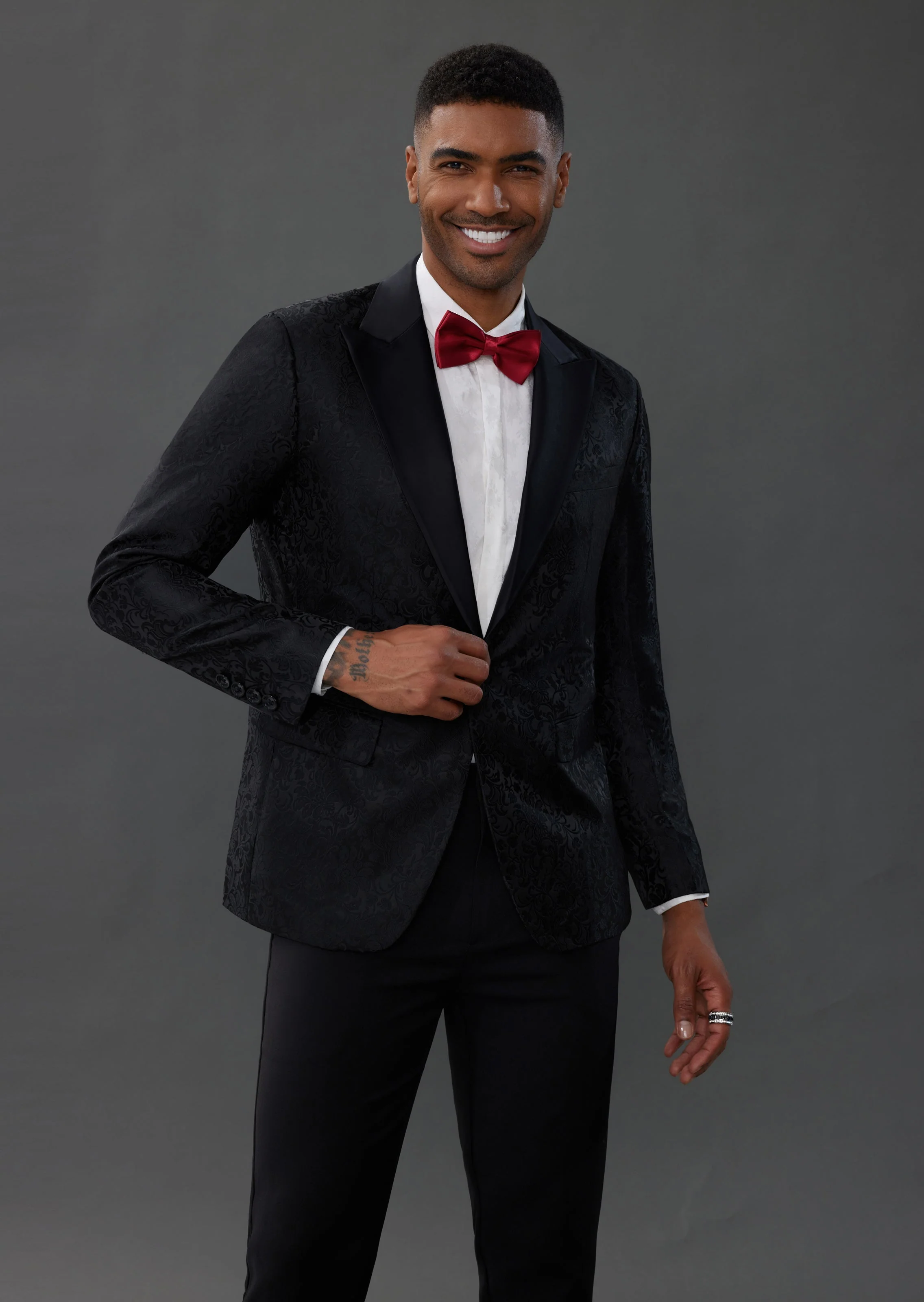 Men's Blazer Slim Fit Dress Floral Pattern Sport Jacket One Button Blazer - Image 10