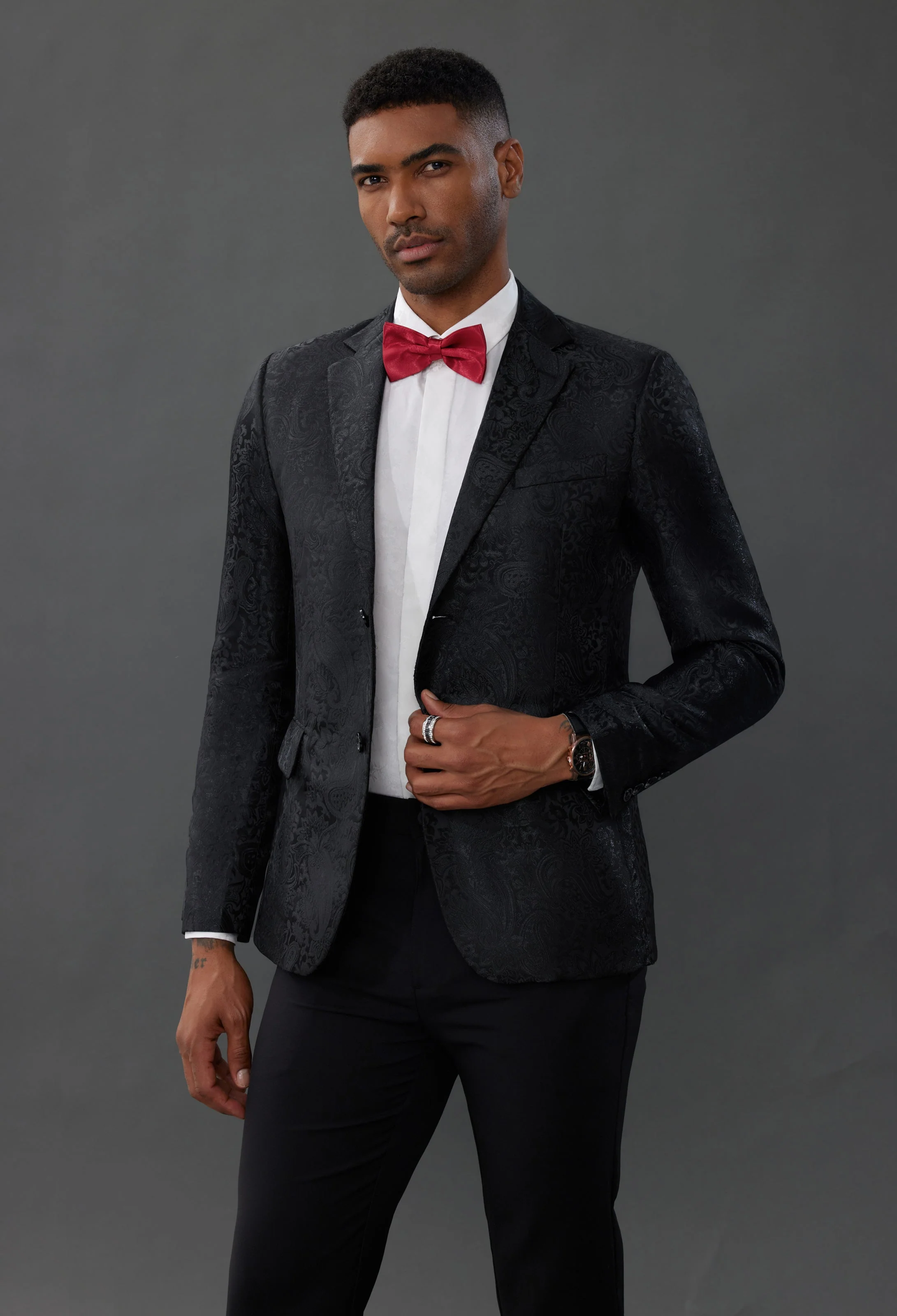 Men's Blazer Slim Fit Dress Floral Pattern Sport Jacket One Button Blazer - Image 11