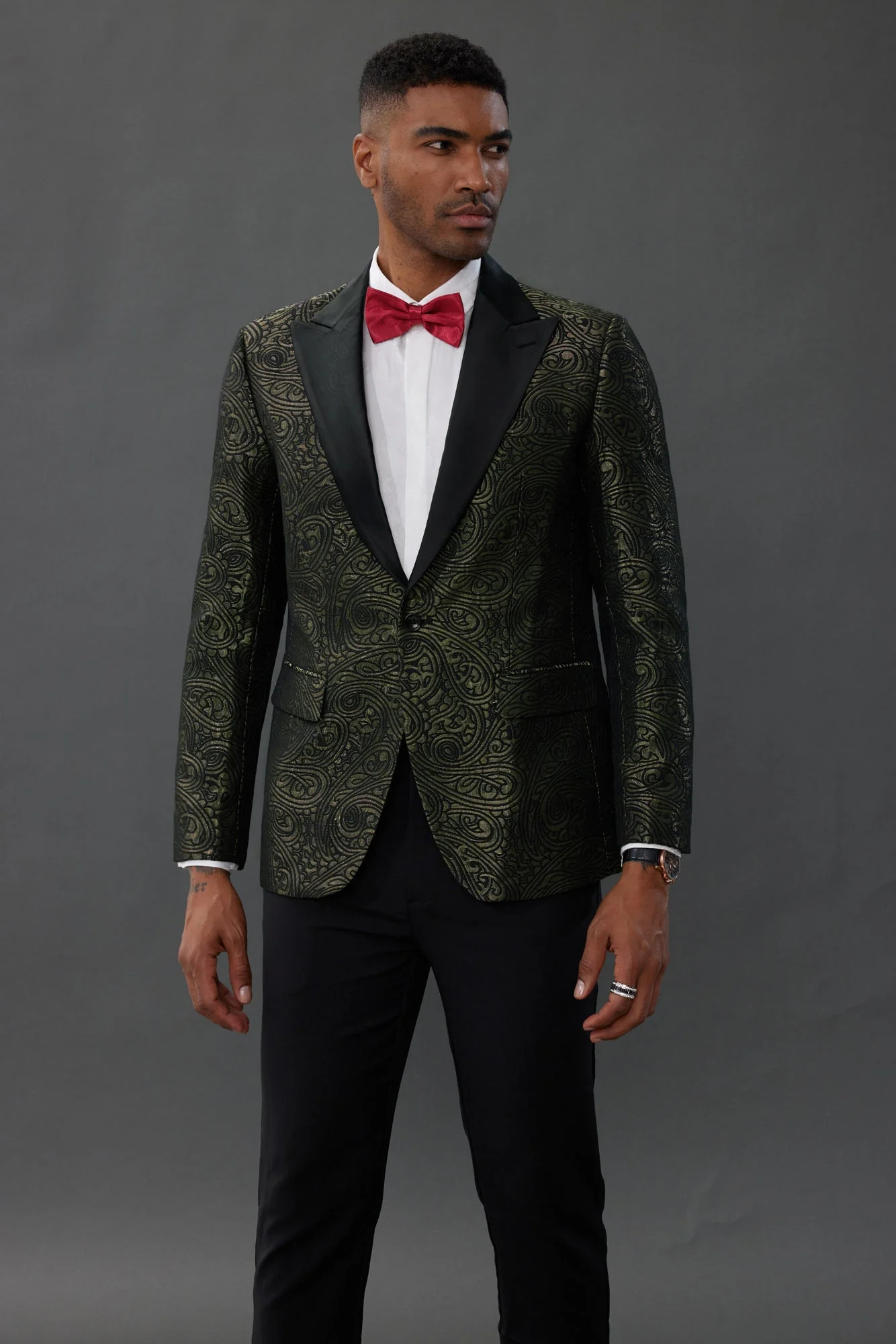 Men's Blazer Slim Fit Dress Floral Pattern Sport Jacket One Button Blazer - Image 15