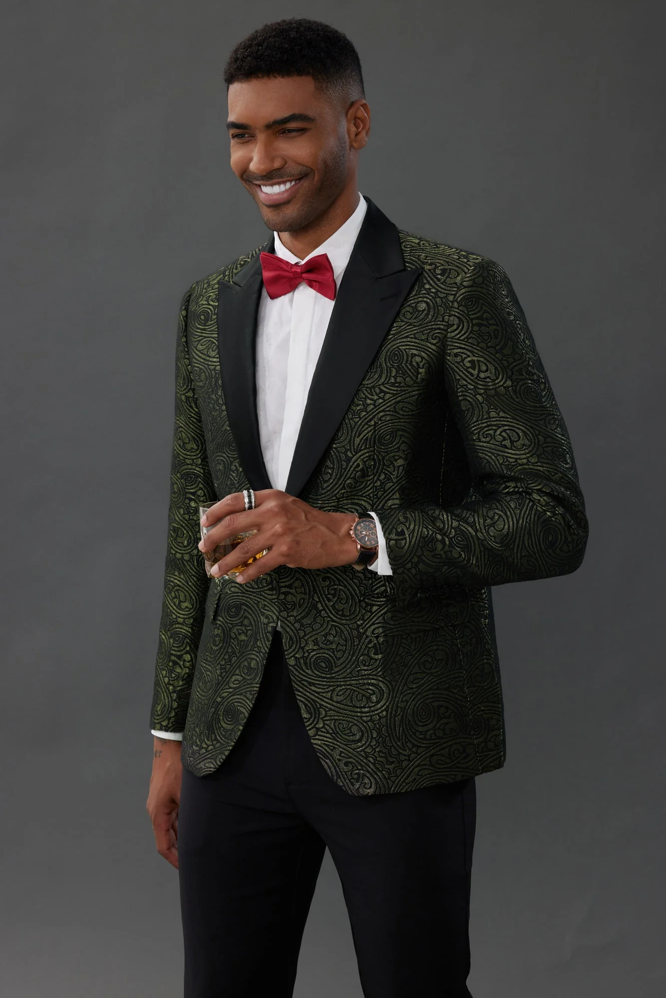 Men's Blazer Slim Fit Dress Floral Pattern Sport Jacket One Button Blazer - Image 16