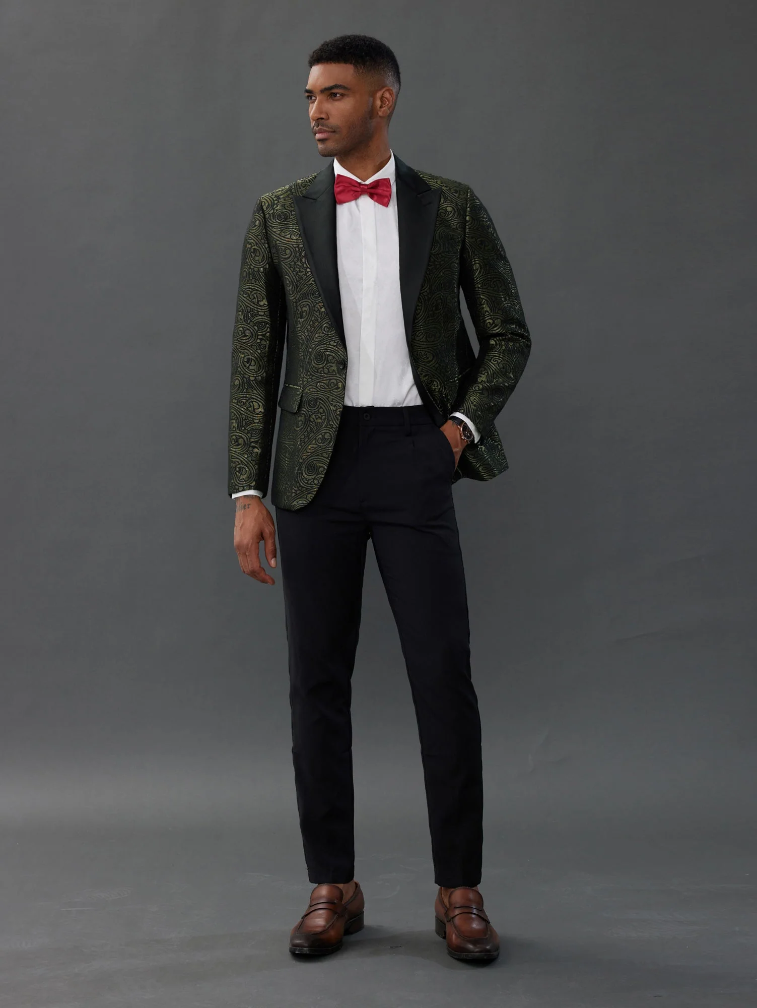 Men's Blazer Slim Fit Dress Floral Pattern Sport Jacket One Button Blazer - Image 17