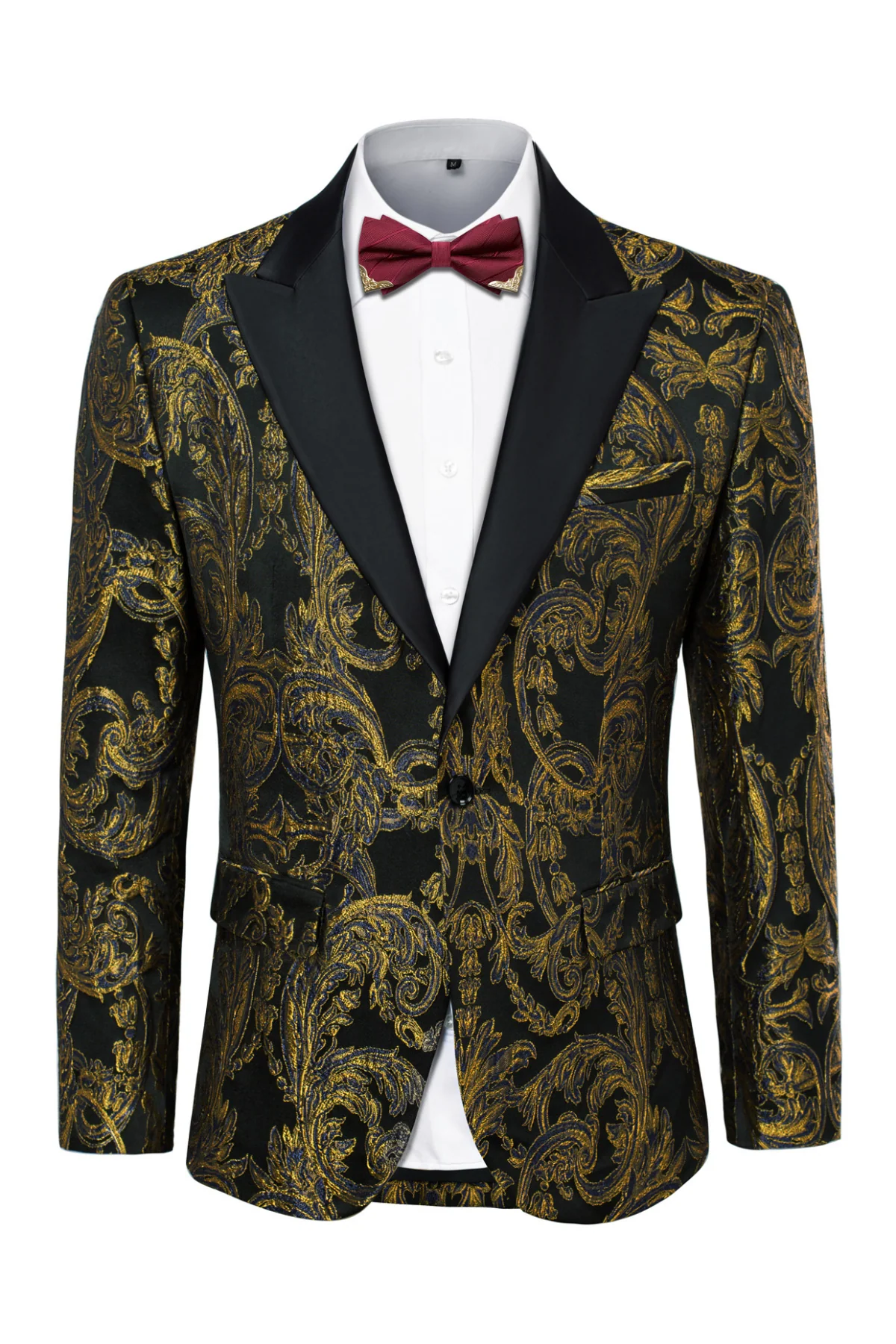 Men's Blazer Slim Fit Dress Floral Pattern Sport Jacket One Button Blazer - Image 3