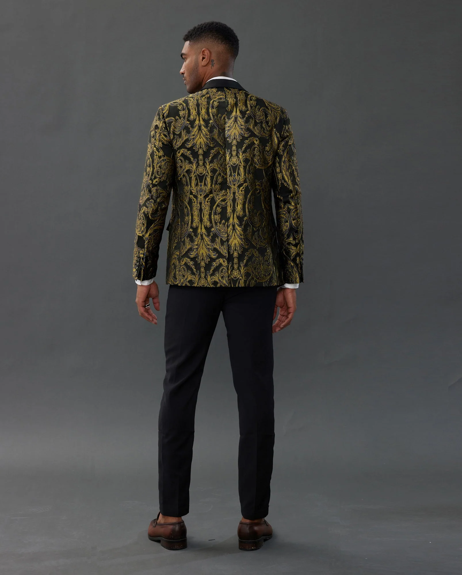 Men's Blazer Slim Fit Dress Floral Pattern Sport Jacket One Button Blazer - Image 5