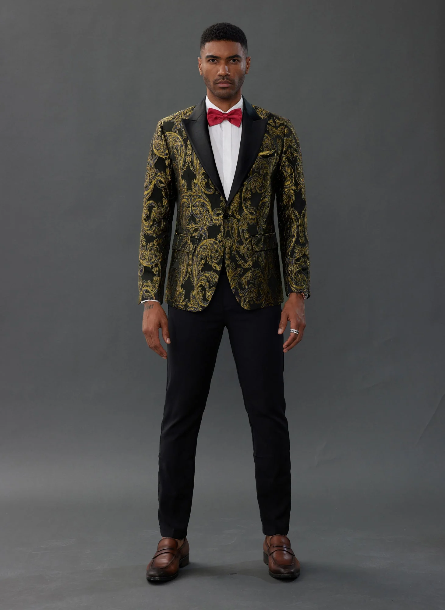 Men's Blazer Slim Fit Dress Floral Pattern Sport Jacket One Button Blazer - Image 6