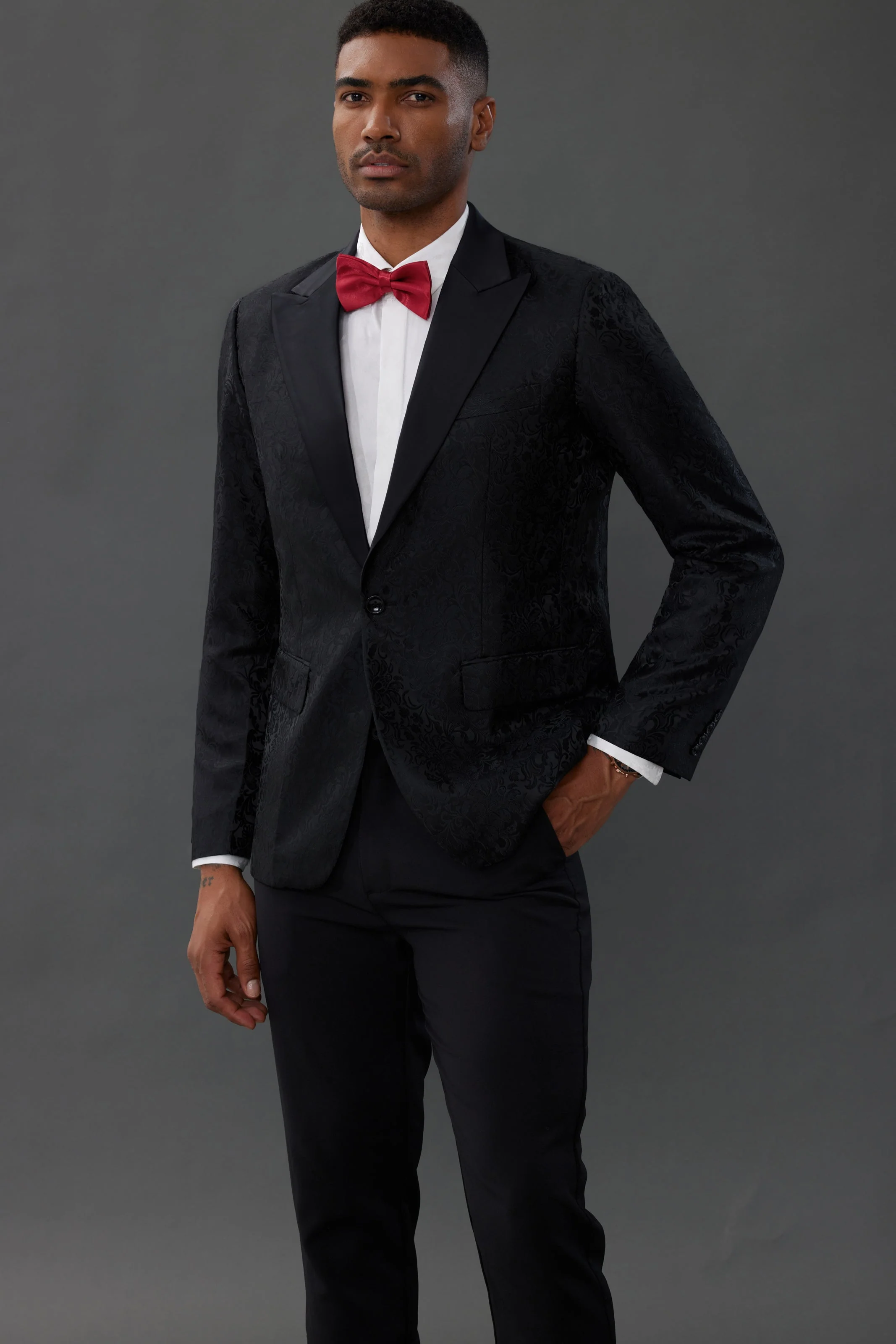 Men's Blazer Slim Fit Dress Floral Pattern Sport Jacket One Button Blazer - Image 9