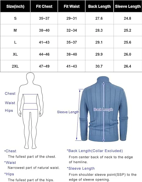 Mens Cable Knitted Turtleneck Jumper Pullover Sweater - Image 11