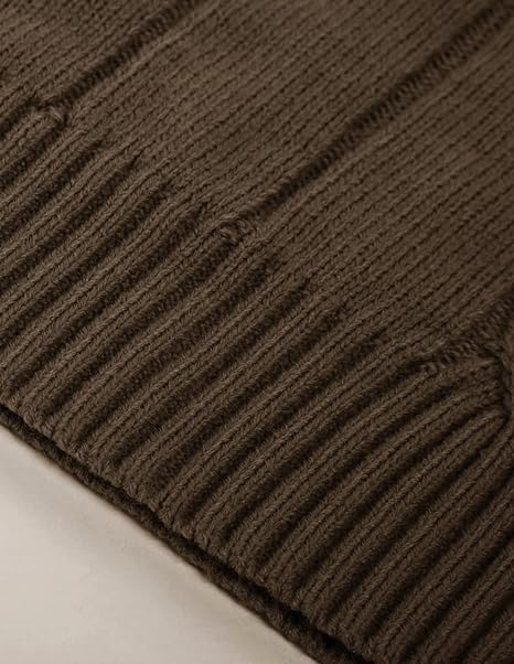 Mens Cable Knitted Turtleneck Jumper Pullover Sweater - Image 4